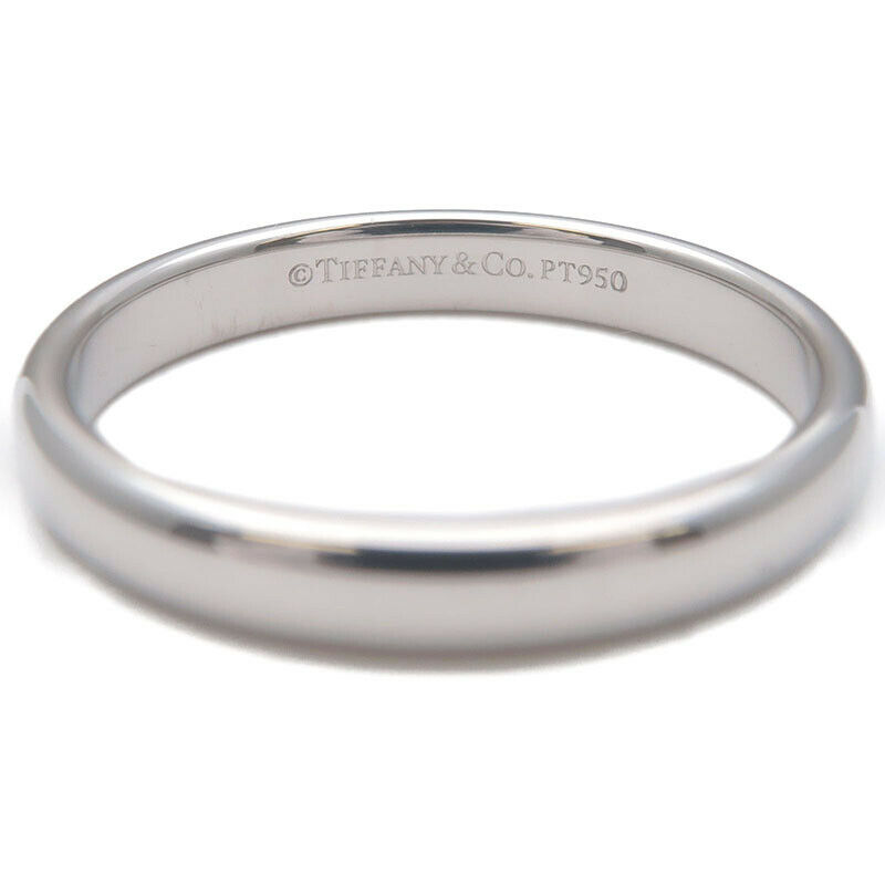 Authentic TiffanyCo. Classic Band Ring PT950 Platinum US8 HK17.5 EU57 Used F/S