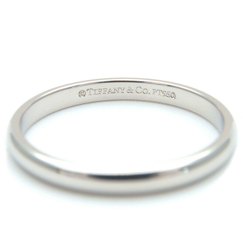 Authentic TiffanyCo. Classic Band Ring PT950 Platinum US5 HK10.5 EU49 Used F/S