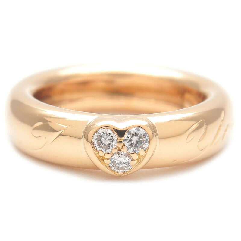 Authentic TiffanyCo. Friendship Ring 3P Diamond Ring Yellow Gold US5 Used F/S