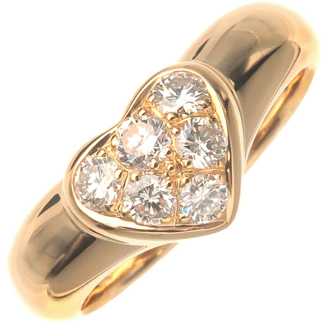 Authentic TiffanyCo. Heart Pave Diamond Ring Yellow Gold US5-5.5 EU50 Used F/S