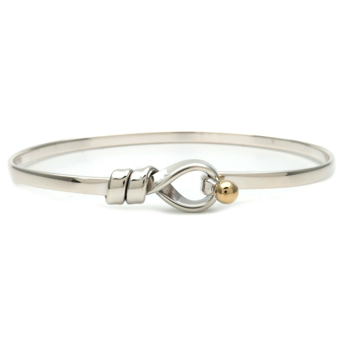 Authentic TiffanyCo. Flat Wire Bangle Silver 925 Yellow Gold Used F/S