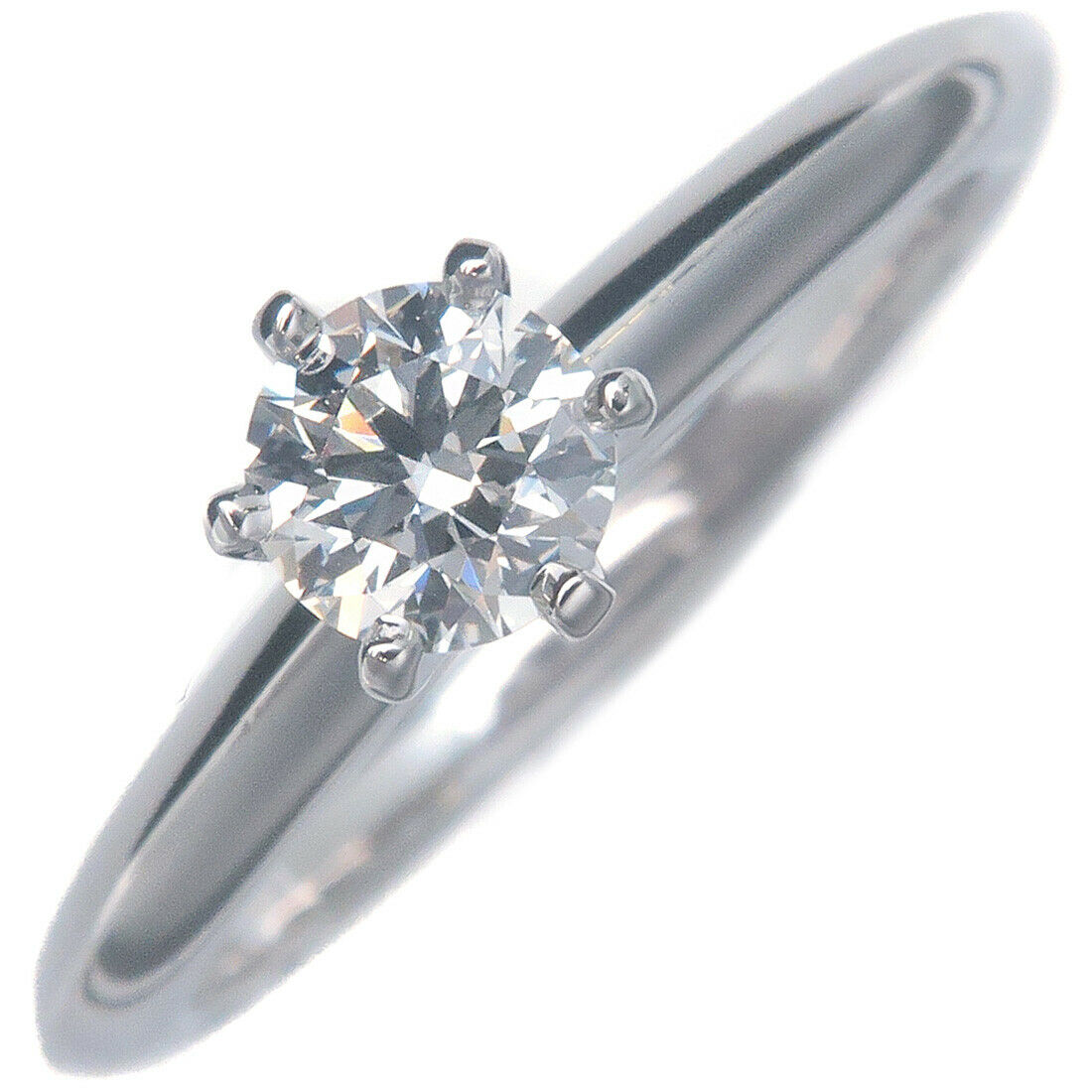 Authentic TiffanyCo. Solitaire Diamond Ring 0.31ct Platinum US5 EU49 Used F/S