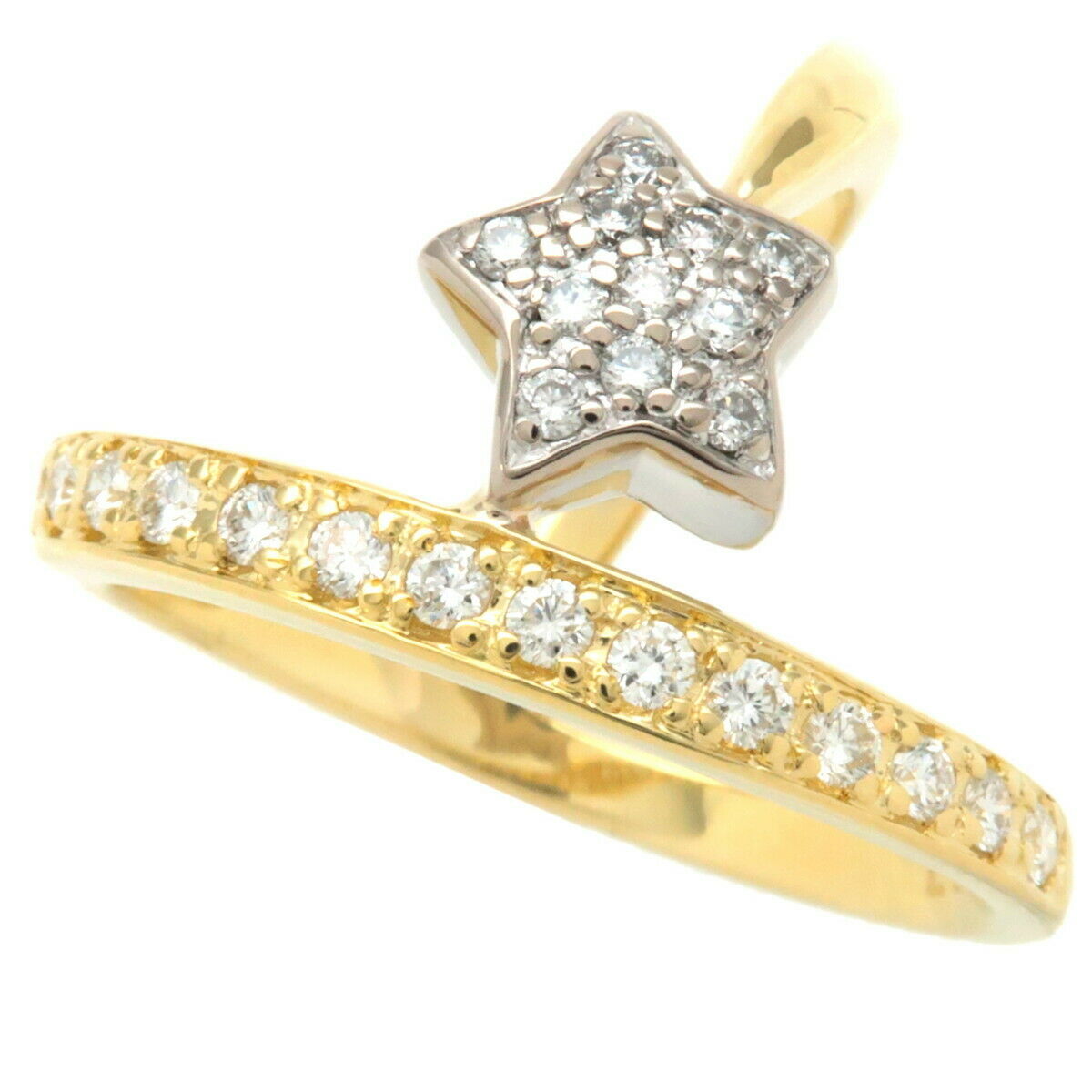 Authentic KARATI Diamond Ring 0.47ct Yellow Gold White Gold US6.5 Used F/S