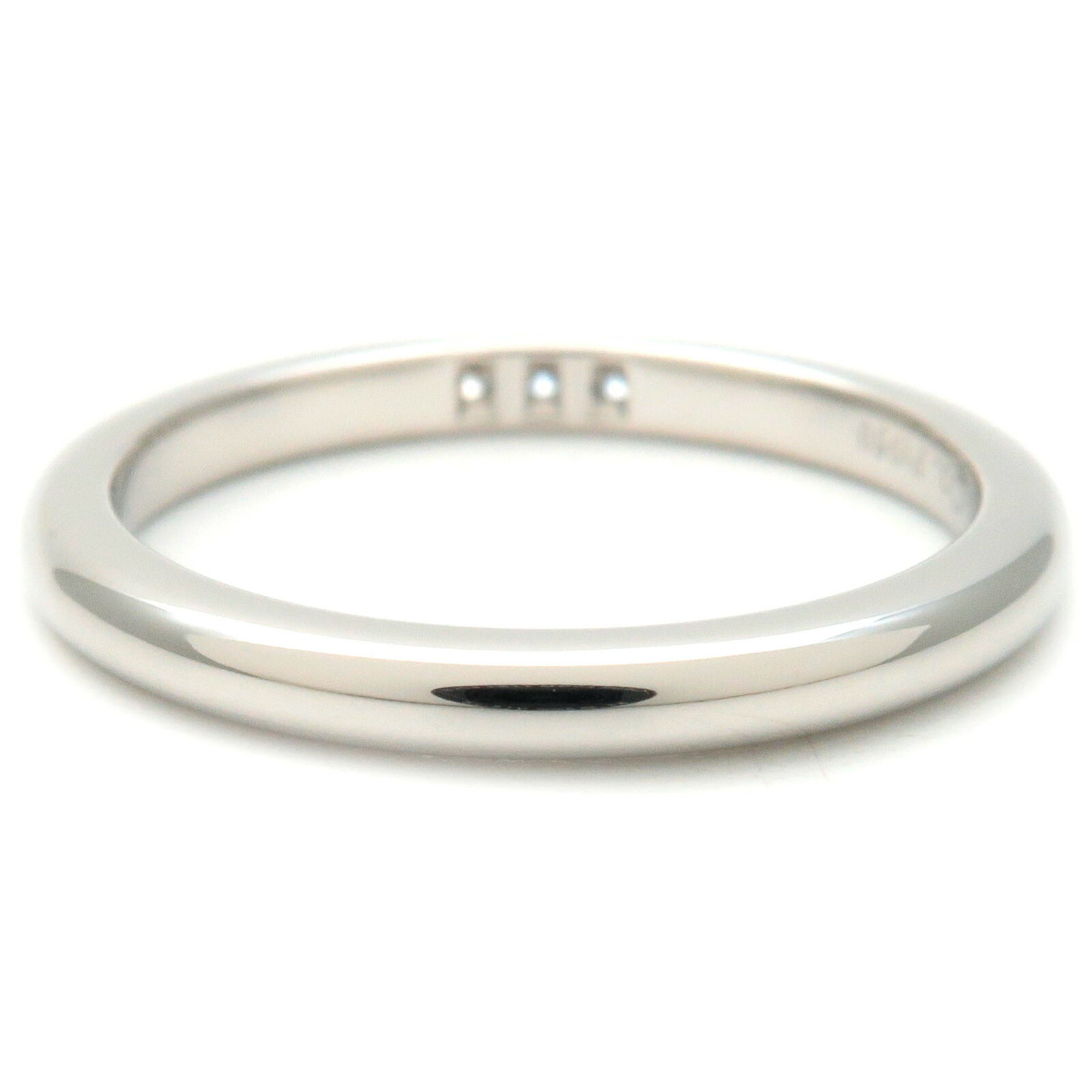 Authentic TiffanyCo. Classic Band 3P Diamond Ring PT950 US4.5-5 EU49 Used F/S