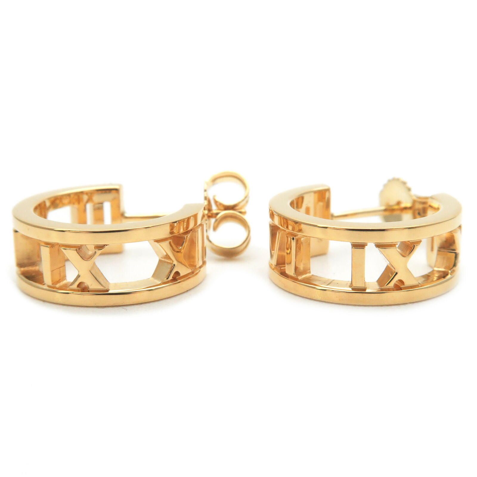 Authentic TiffanyCo. Atlas Hoop Earrings K18YG 750YG Yellow Gold Used F/S
