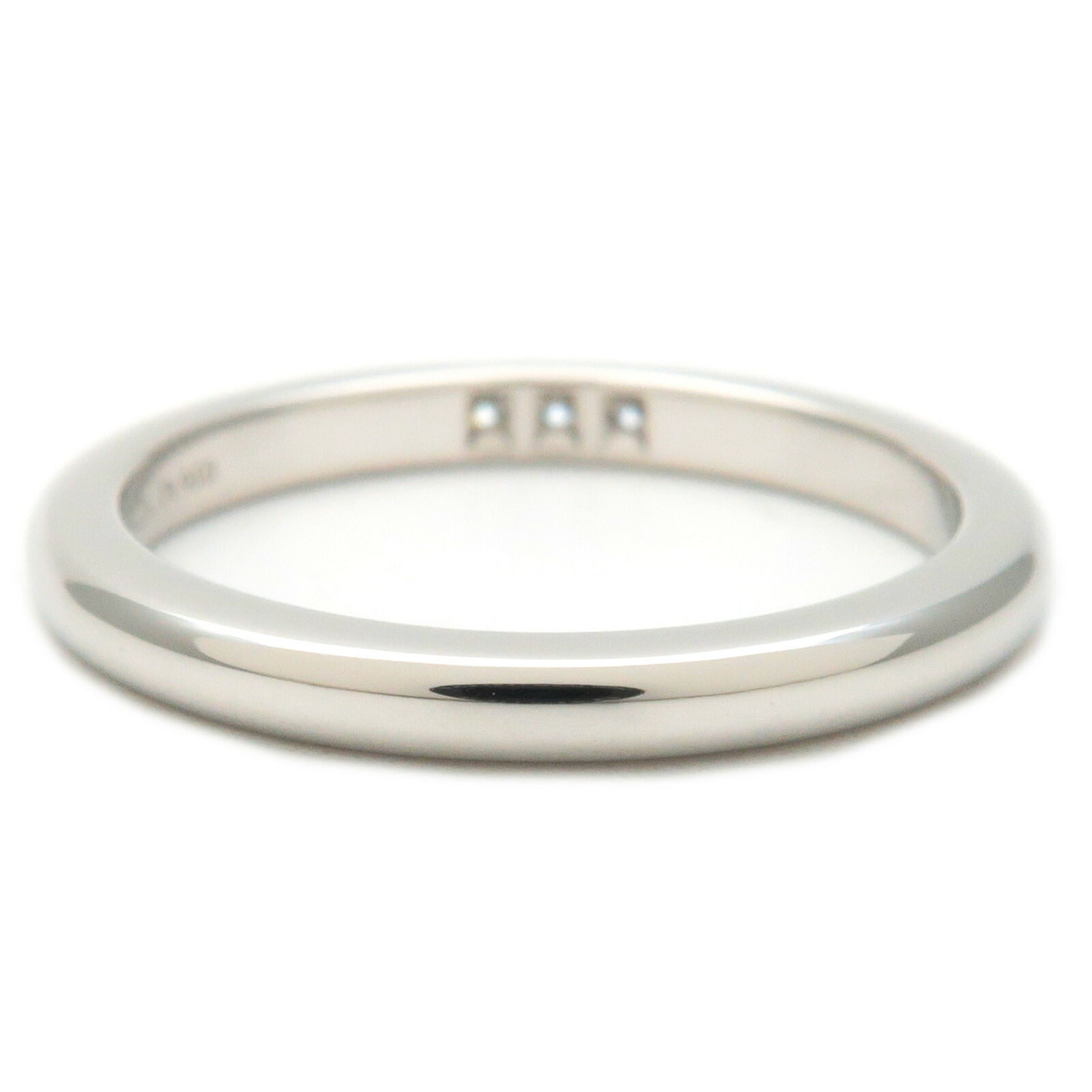 Authentic TiffanyCo. Classic Band 3P Diamond Ring PT950 US4-4.5 EU47.5 Used F/S