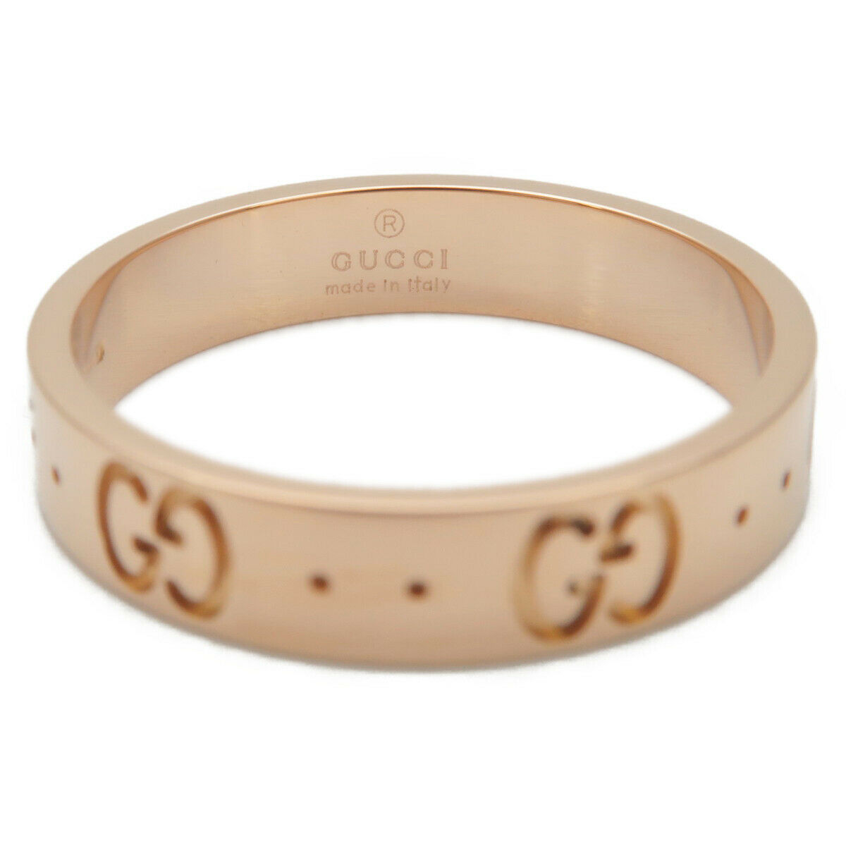 Authentic GUCCI ICON Ring K18 PG 750 Rose Gold #14 US6.5-7 HK15 EU54 Used F/S