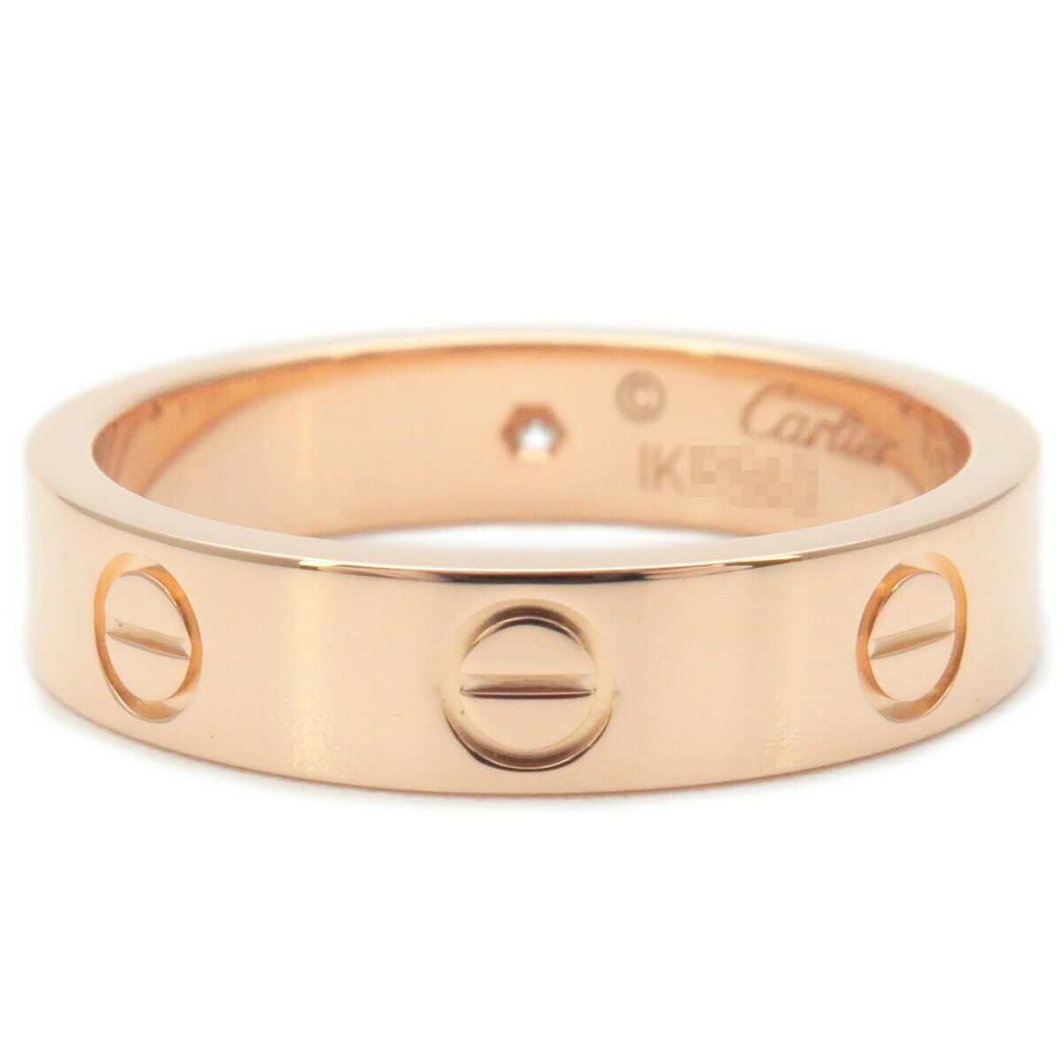 Auth Cartier Mini Love Ring 1P Diamond K18 750 Rose Gold #50 US5-5.5 Used F/S