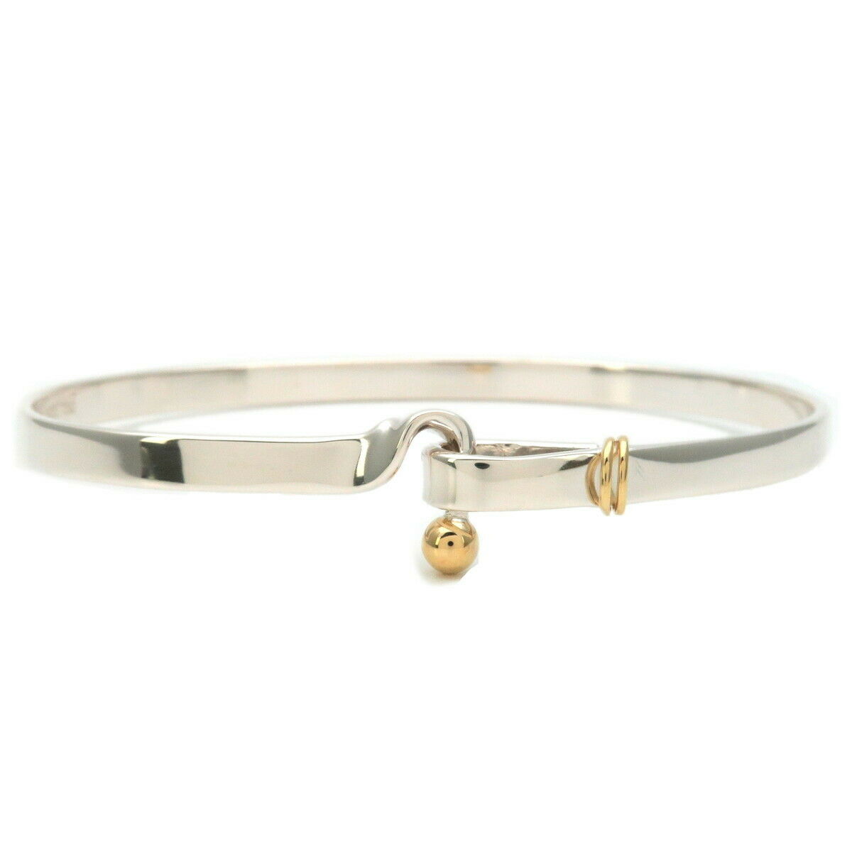 Authentic TiffanyCo. Hook and Eye Bangle Silver 925 750 Yellow Gold Used F/S