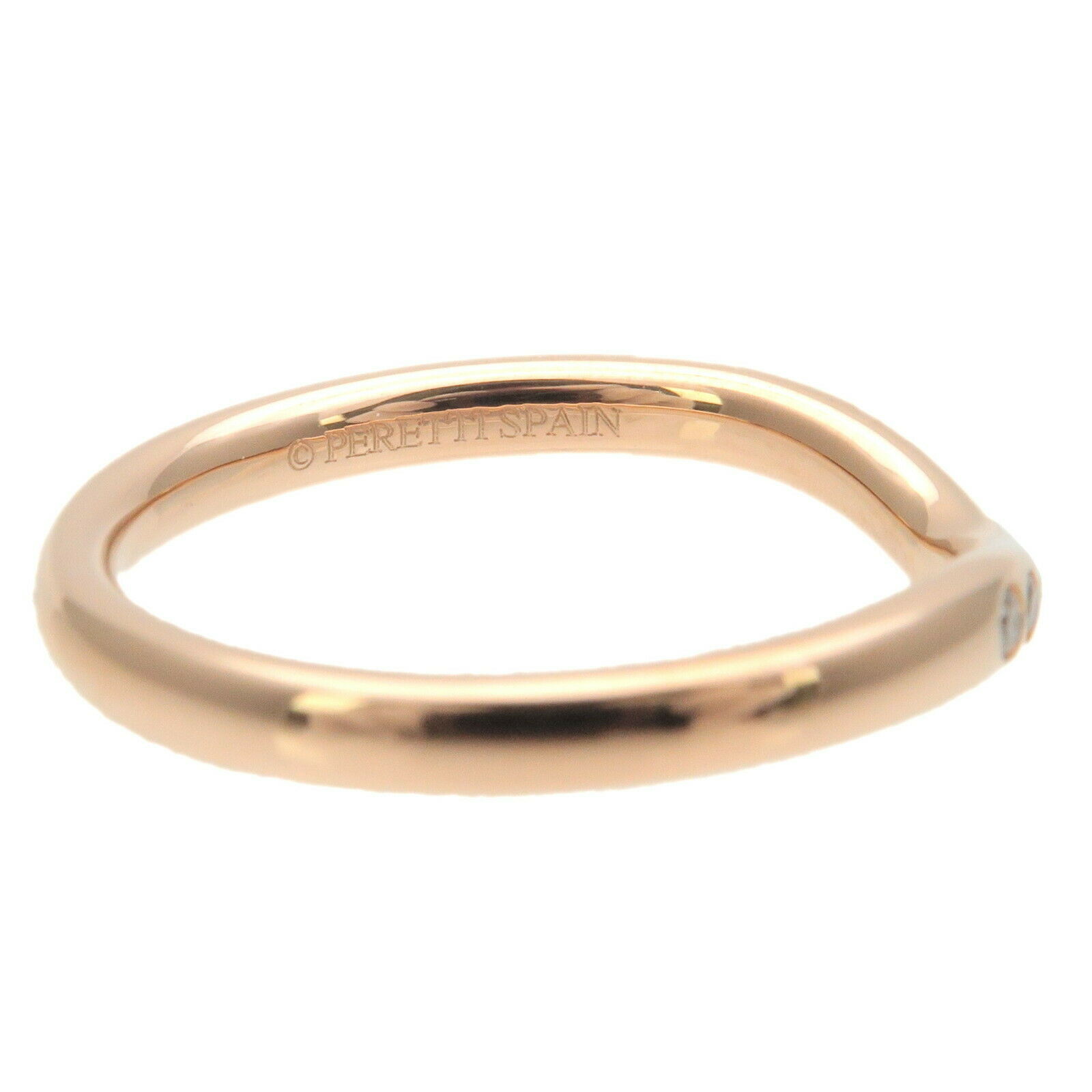 Authentic TiffanyCo. Curved Band Ring 9P Diamond Rose Gold US4 EU47 Used F/S