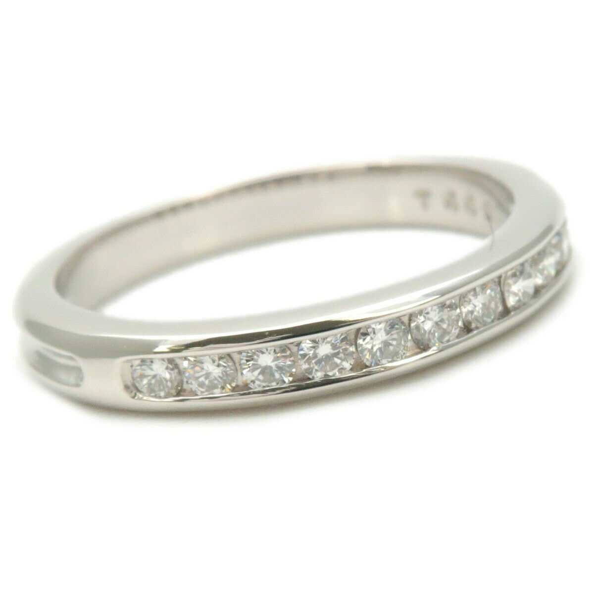 Authentic TiffanyCo. Half Circle Channel-set Diamond Ring Platinum US5 Used F/S