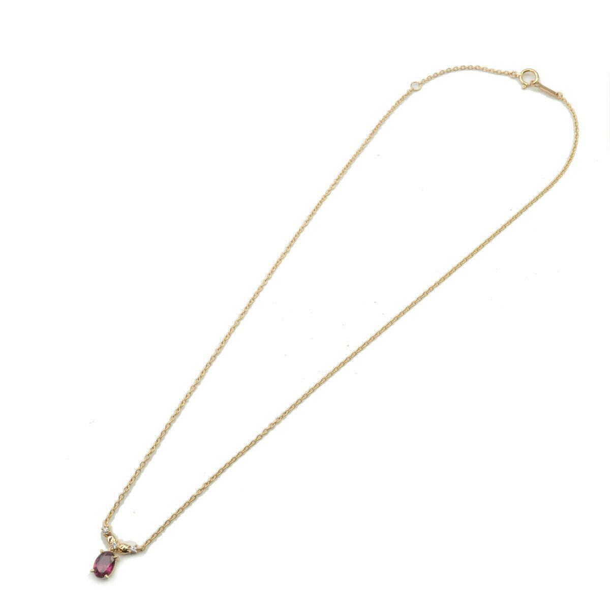 Authentic TASAKI Pink Tourmaline Diamond Necklace 0.06ct K18 750YG Used F/S