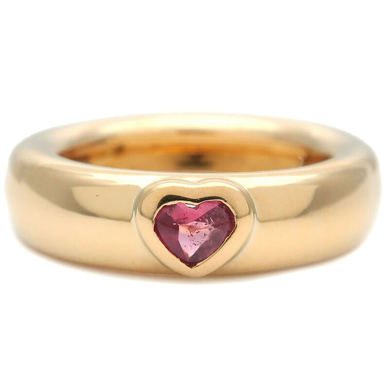 Authentic TiffanyCo. Friendship Ring Pink Tourmaline Yellow Gold US5 Used F/S