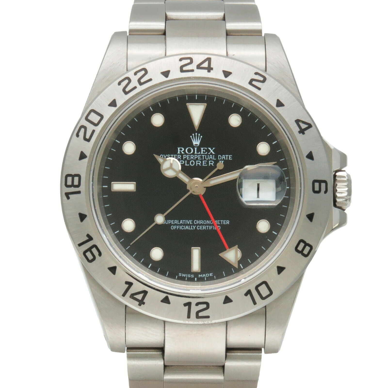 Authentic ROLEX Explorer II Men's Automatic Watch Silver Black 16570 Used F/S