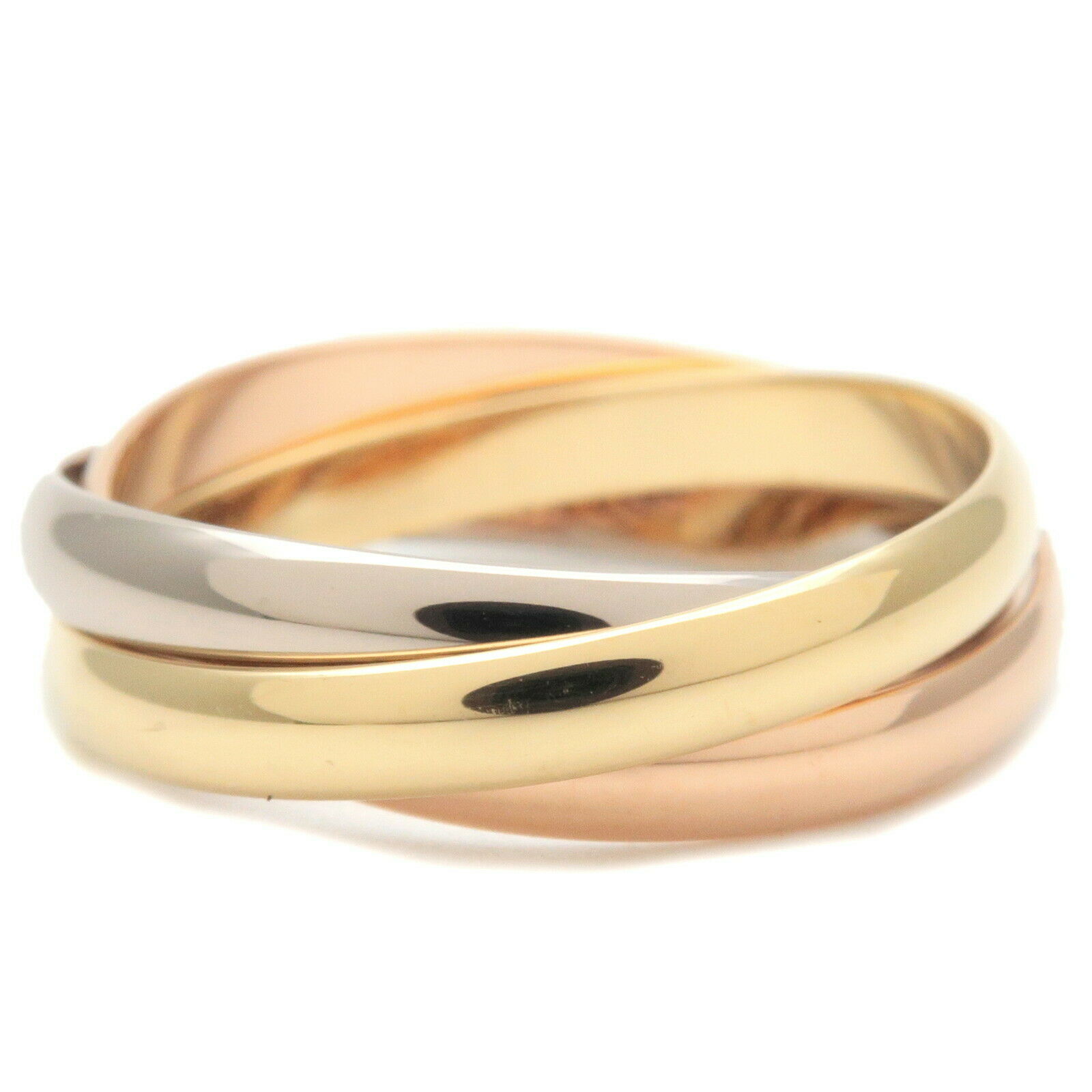 Authentic Cartier Trinity Ring K18 750 YG/WG/PG #53 US6.5-7 EU53.5 Used F/S