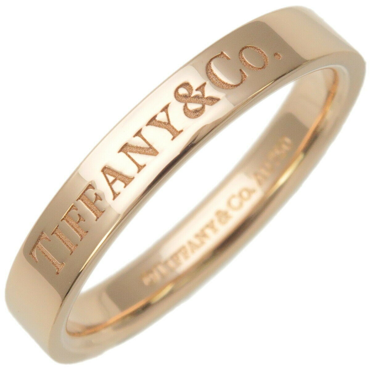 Authentic TiffanyCo. Flat Band Ring K18 750PG Rose Gold US5.5-6 EU51.5 Used F/S