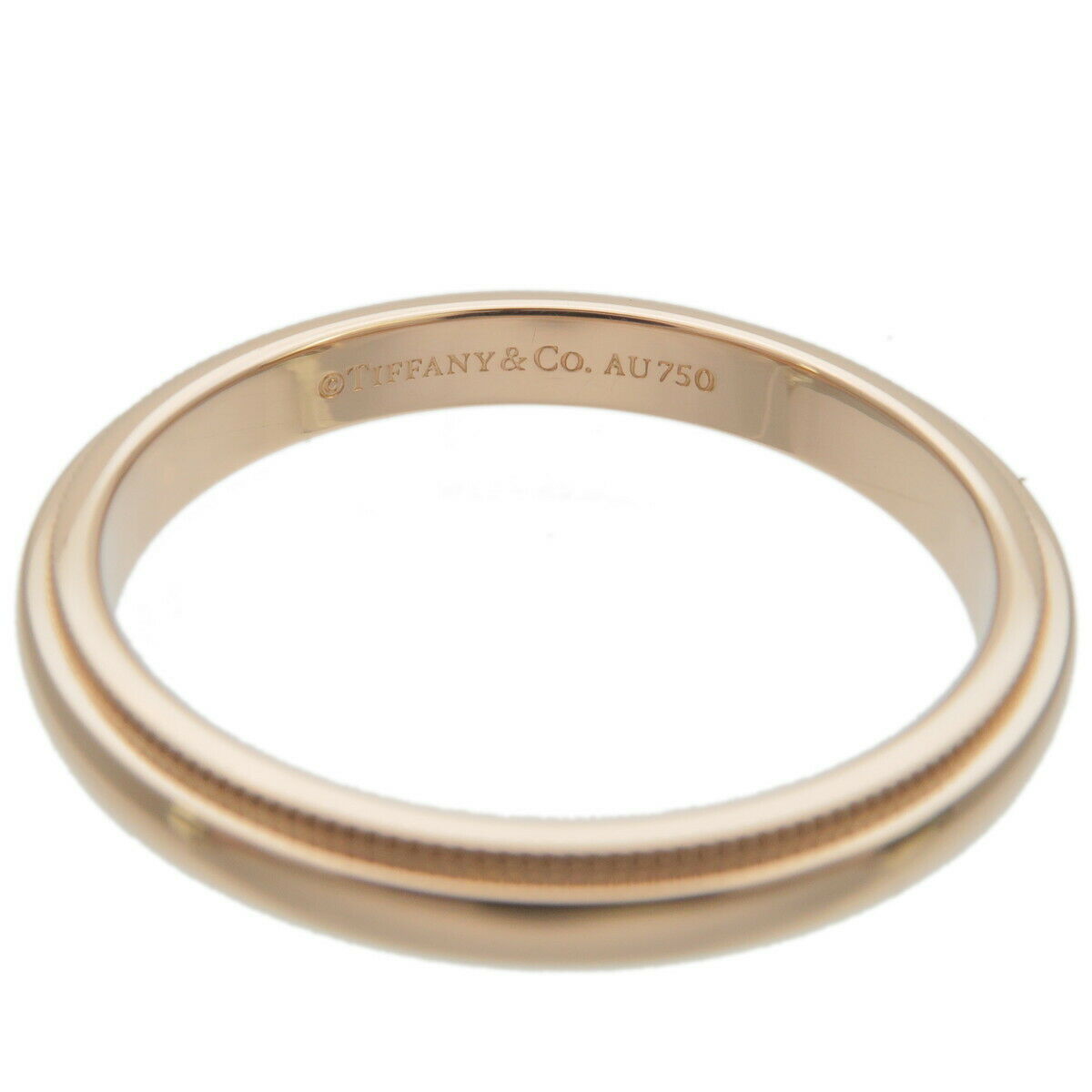 Auth TiffanyCo. Milgrain Band Ring K18PG 750 Rose Gold US9-9.5 EU60.5 Used F/S