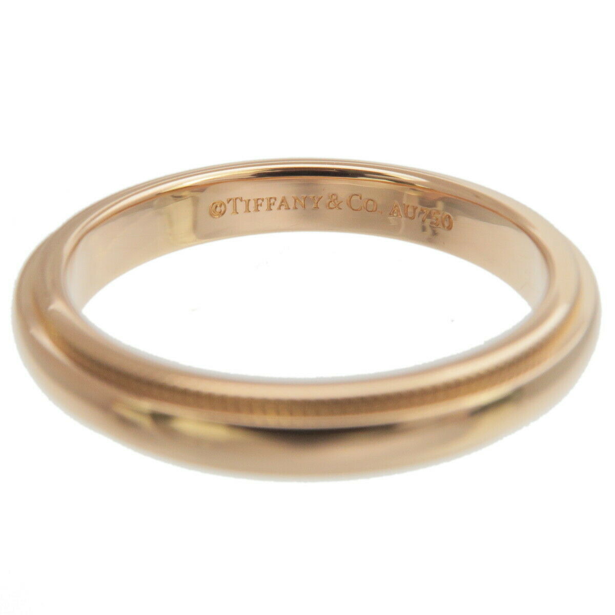 Auth TiffanyCo. Milgrain Band Ring K18PG 750 Rose Gold US6-6.5 EU52.5 Used F/S