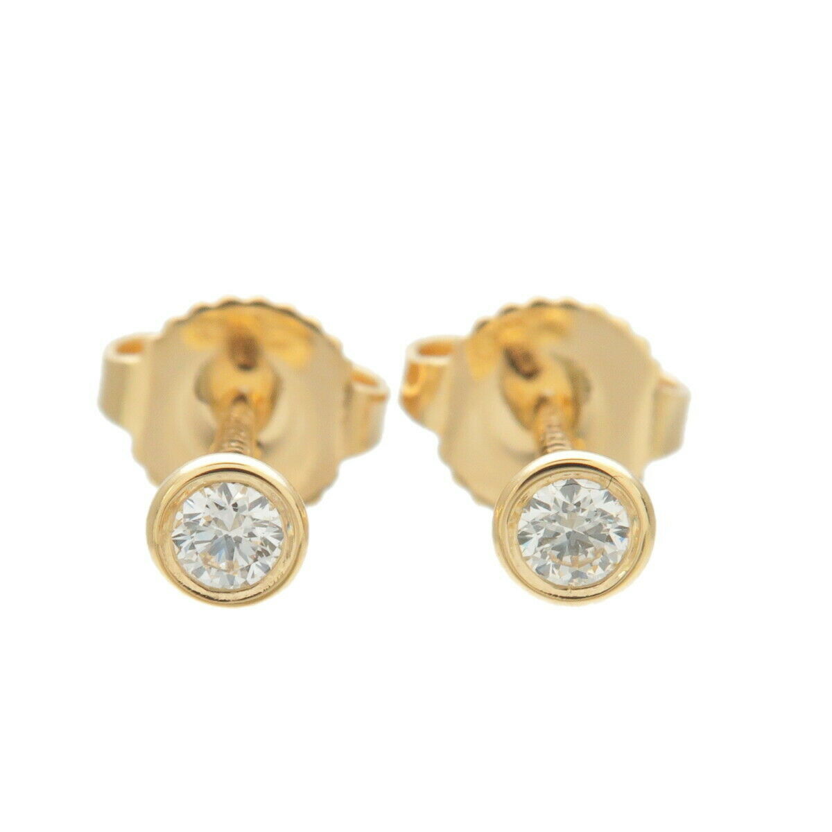 Authentic TiffanyCo. By the Yard 1P Diamond Earrings 0.05ct K18 750YG Used F/S