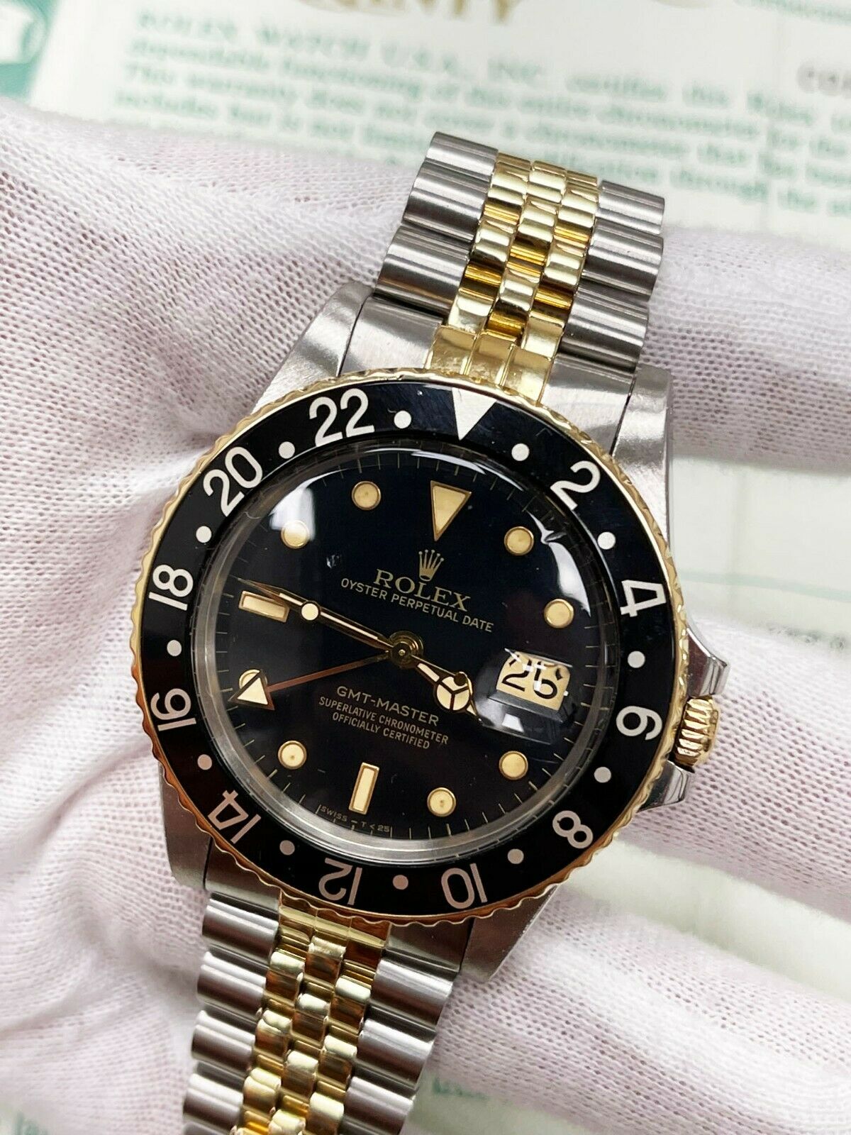 Rolex  GMT Master Black Dial 18K Yellow Gold Stainless Steel