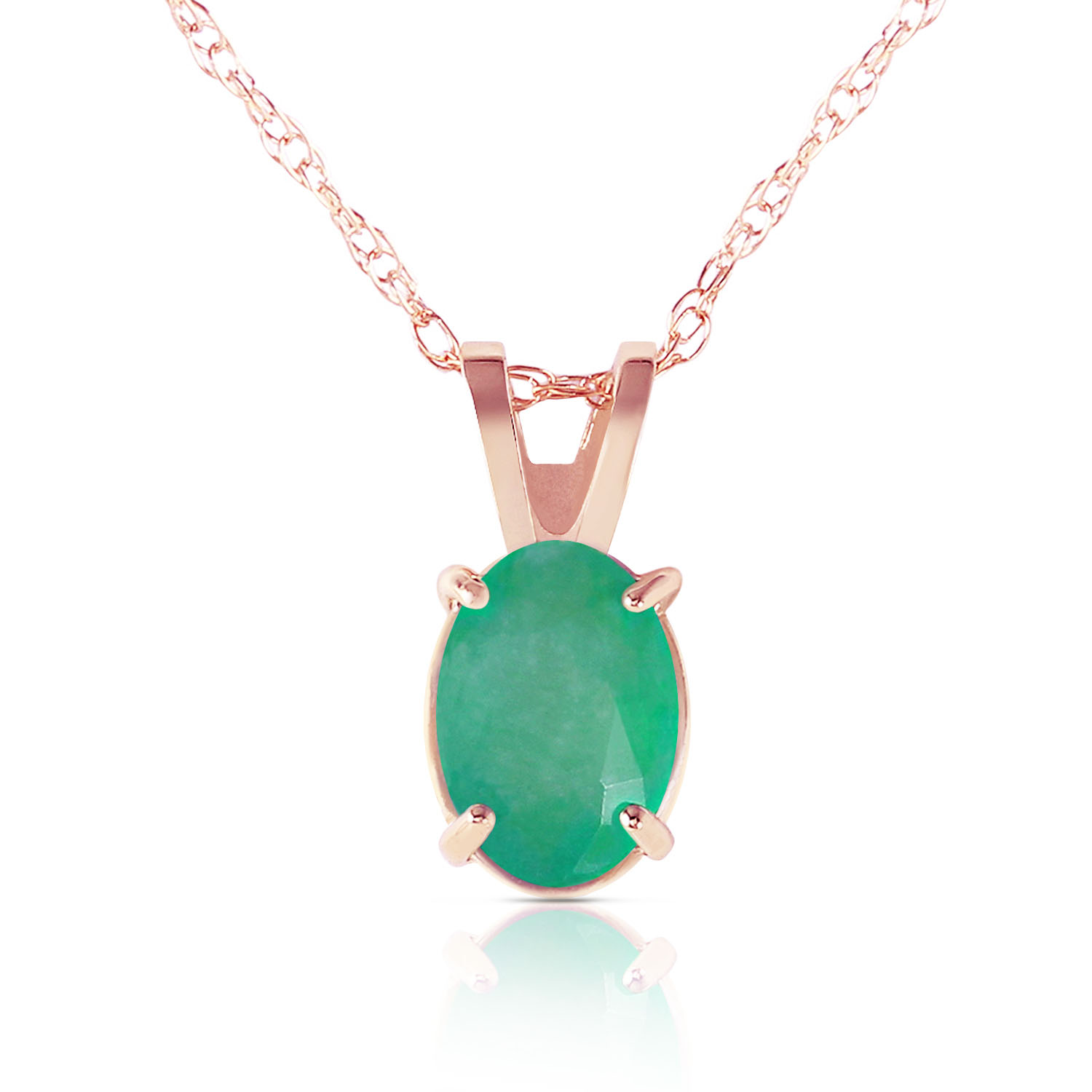 0.75 CTW 14K Solid Rose Gold Necklace Natural Emerald