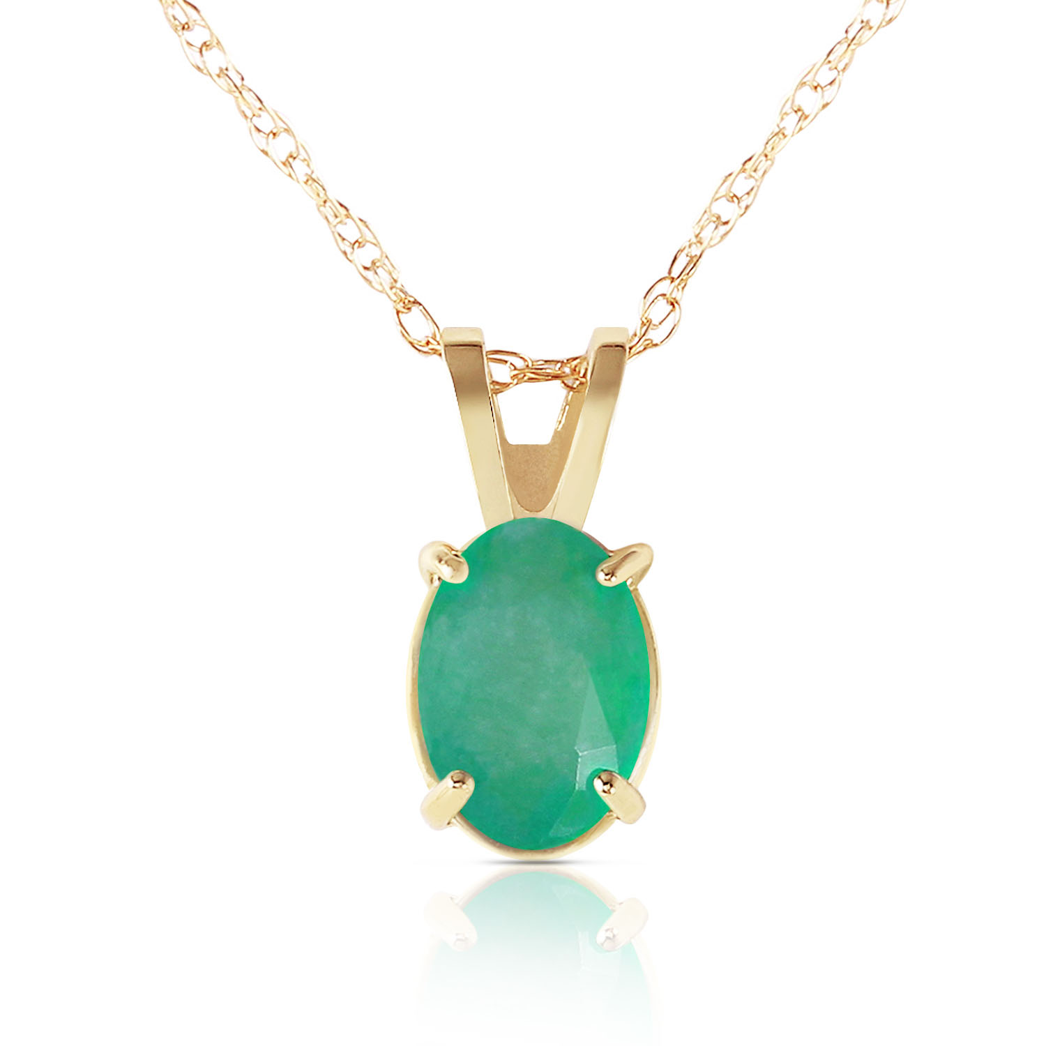 0.75 CTW 14K Solid Gold Necklace Natural Emerald
