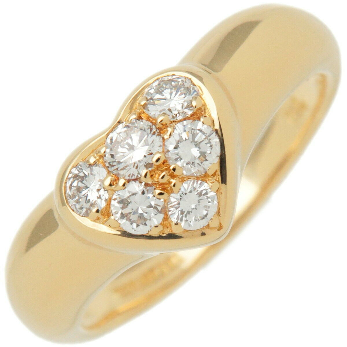 Authentic TiffanyCo. Heart Pave 6P Diamond Ring K18 750YG US5.5 EU51 Used F/S
