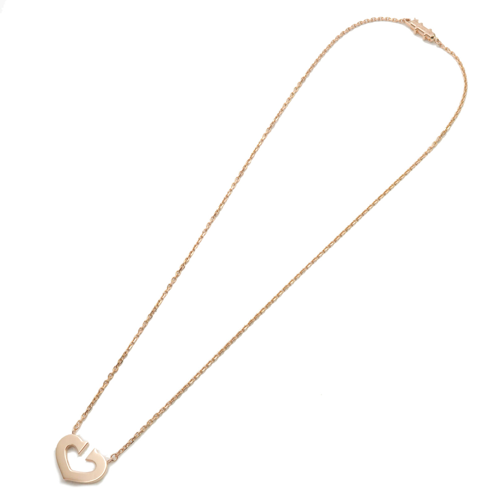 Authentic Cartier C Heart Necklace K18PG 750PG Rose Gold Used F/S