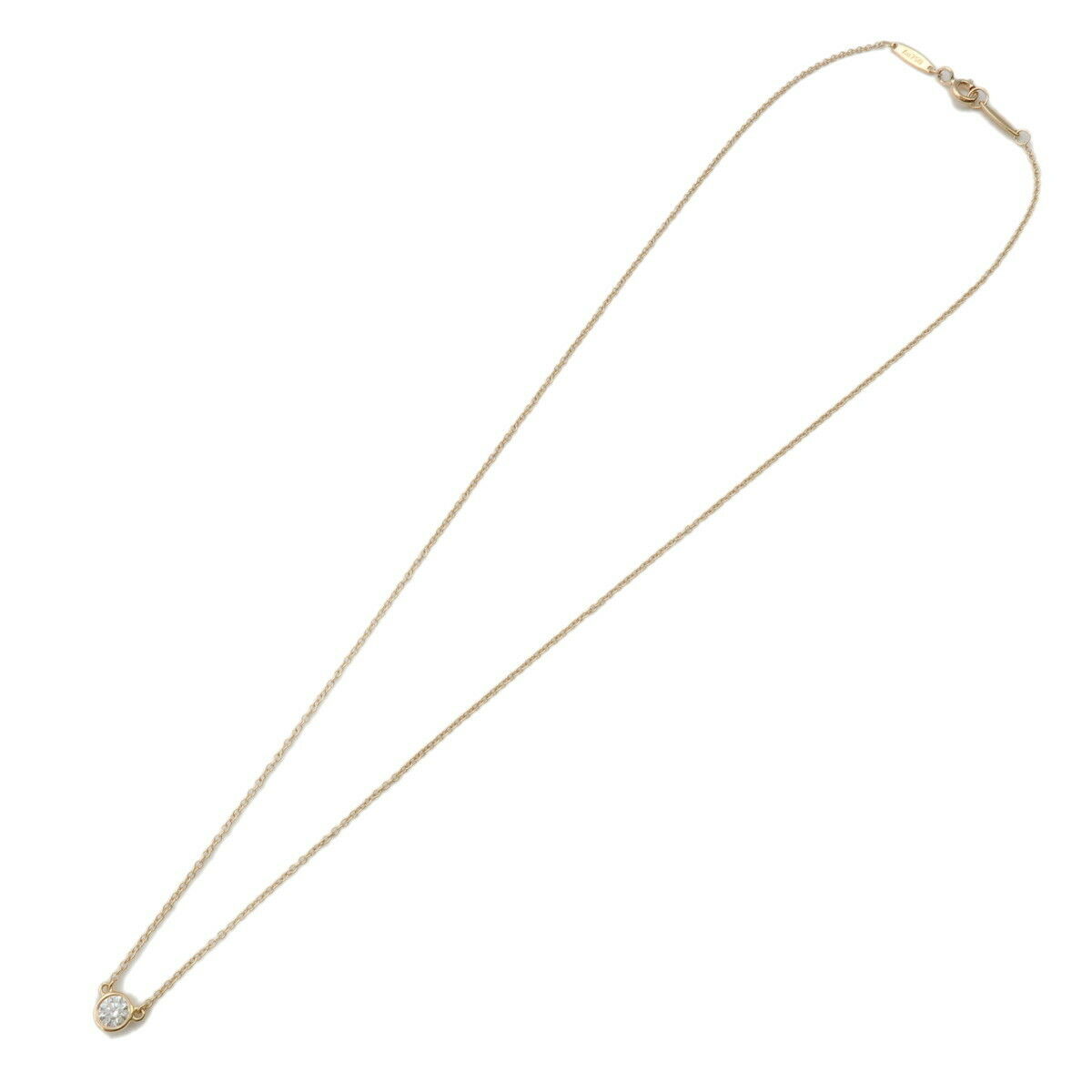 Auth TiffanyCo. By the Yard 1P Diamond Necklace 0.17ct Yellow Gold Used F/S