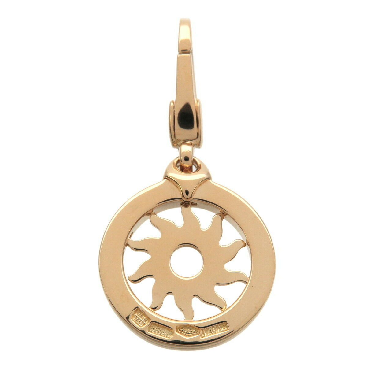 Authentic BVLGARI Tondo Sun Charm Pendant Necklace Top K18 Yellow Gold Used F/S