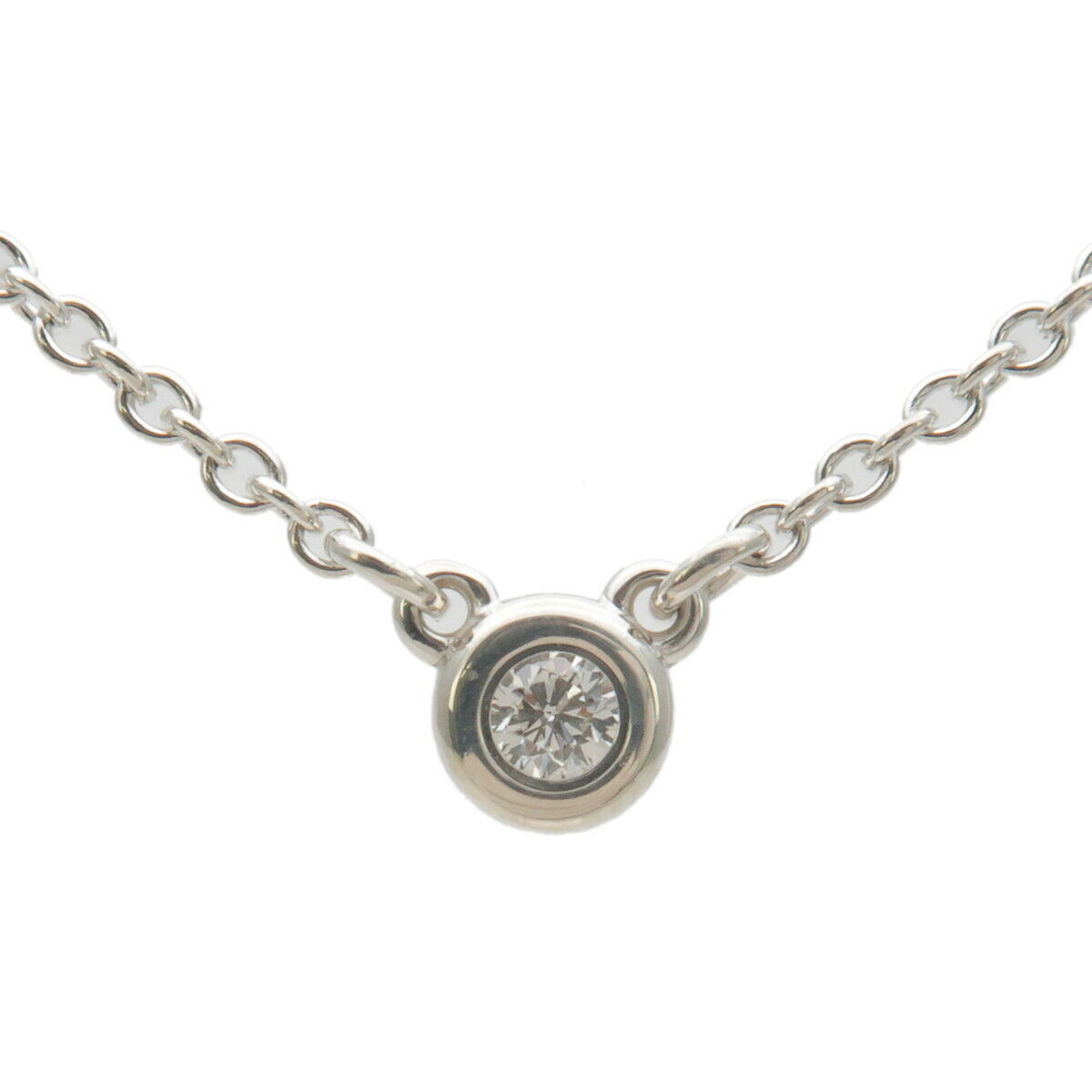 Auth TiffanyCo. By the Yard 1P Diamond Necklace 0.03ct SV925 Silver Used F/S