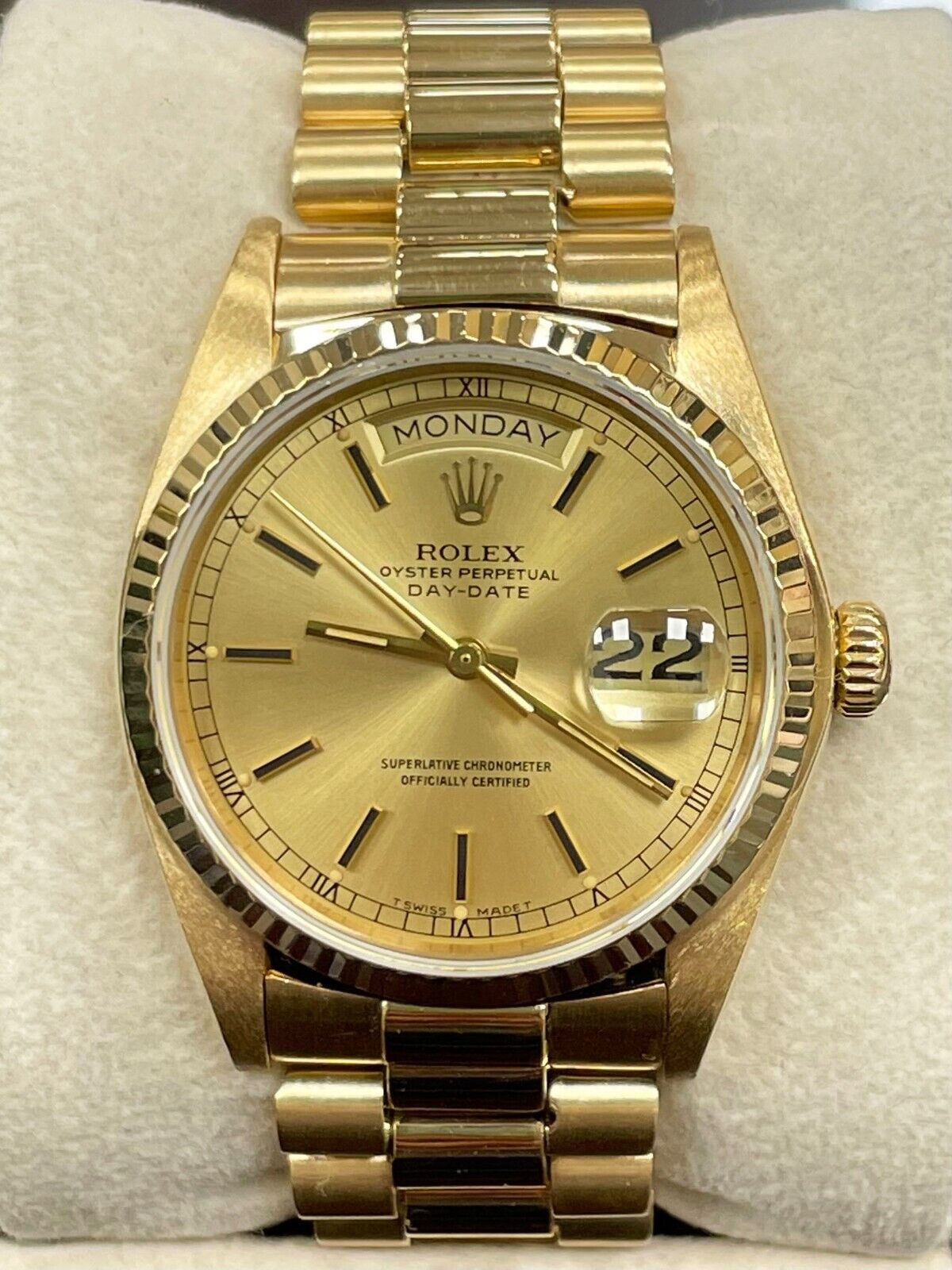 Rolex President Day Date 18038 Champagne Dial 18K Yellow Gold