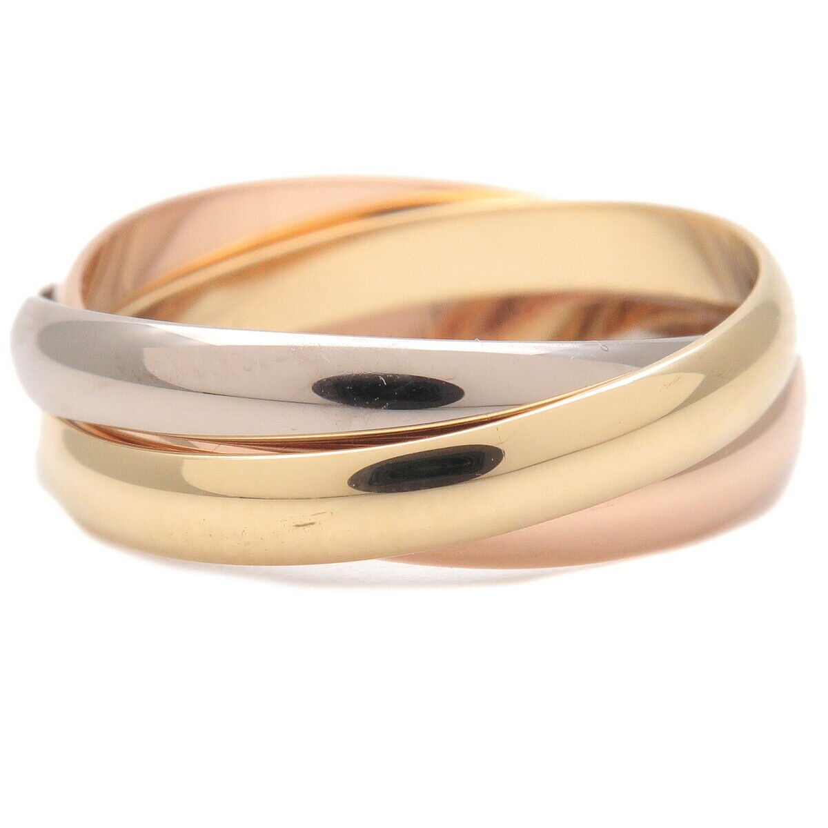 Authentic Cartier Trinity Ring K18 750 YG/WG/PG #51 US5.5-6 EU51.5 Used F/S
