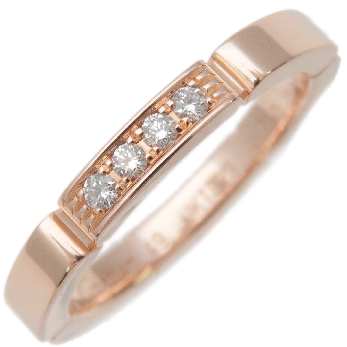 Auth Cartier Maillon Panthère 4P Diamond Ring K18 750 Rose Gold #49 US5 Used F/S