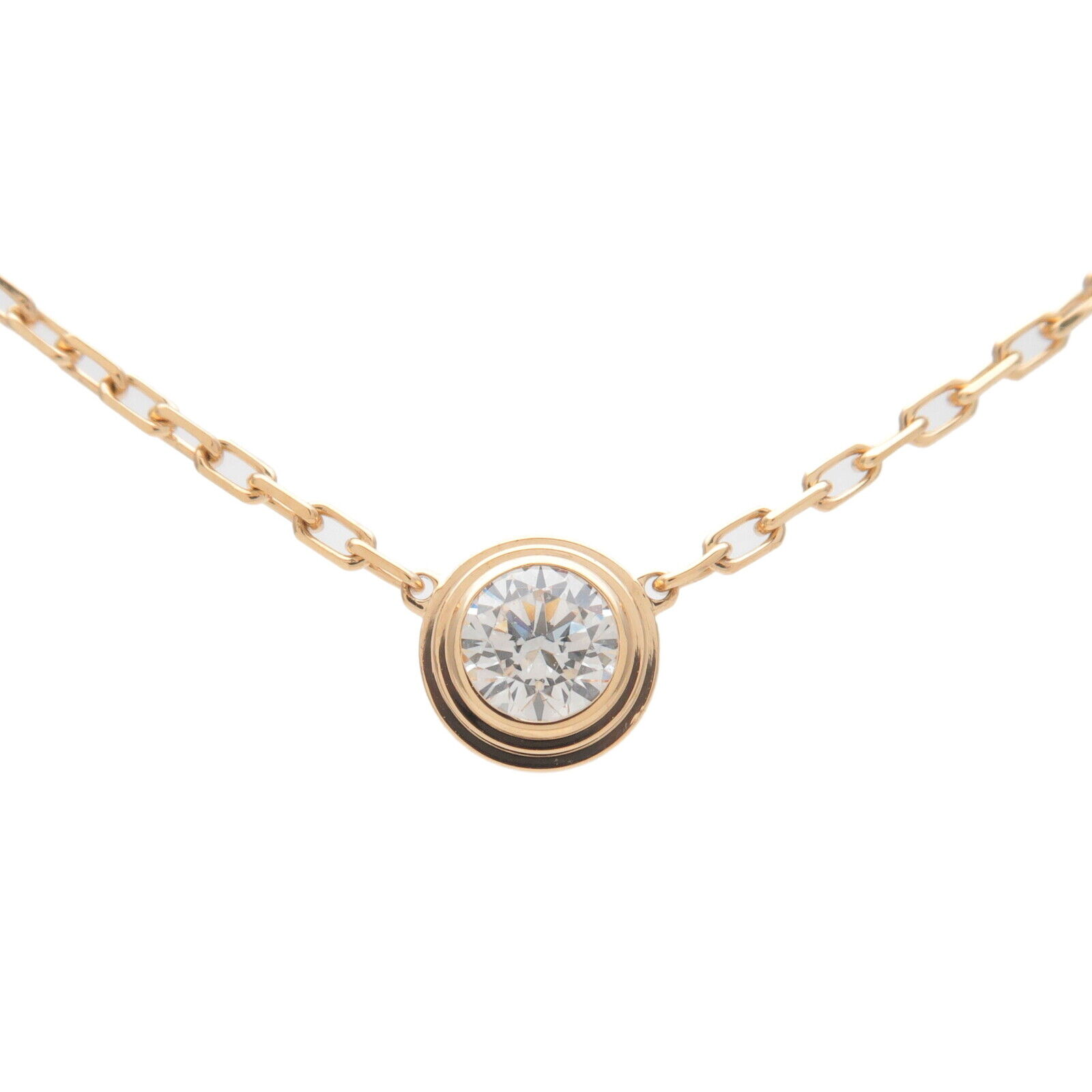Auth Cartier Diamants Légers de Necklace LM 1P Diamond 0.19ct K18 750YG Used F/S