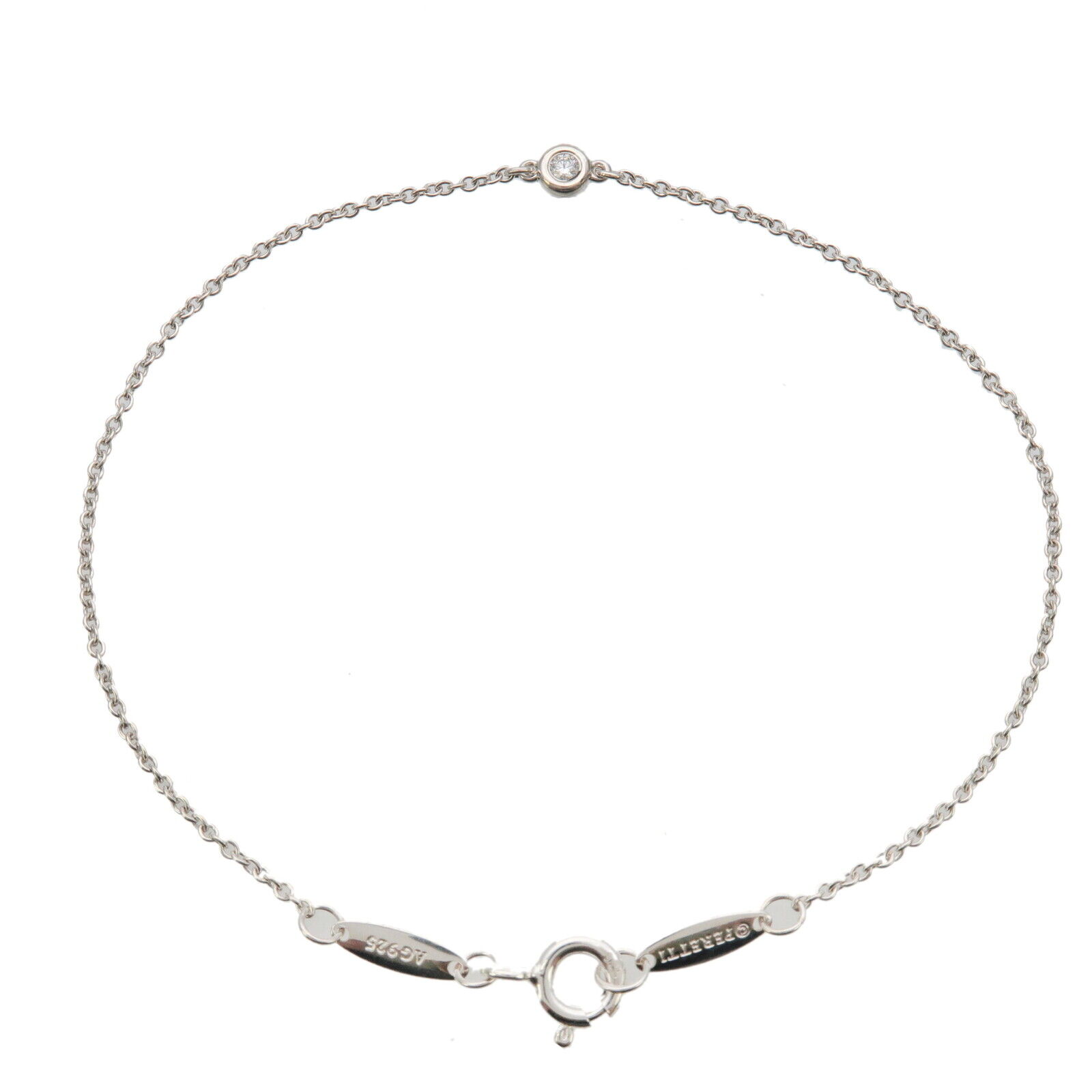 Authentic TiffanyCo. By the Yard 1P Diamond Bracelet 0.03ct 925 Silver Used F/S