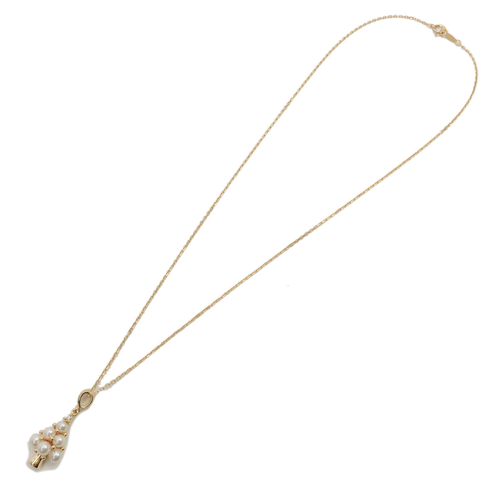 Auth MIKIMOTO Tree Motif Pearl Diamond Necklace K18YG 750 Yellow Gold Used F/S