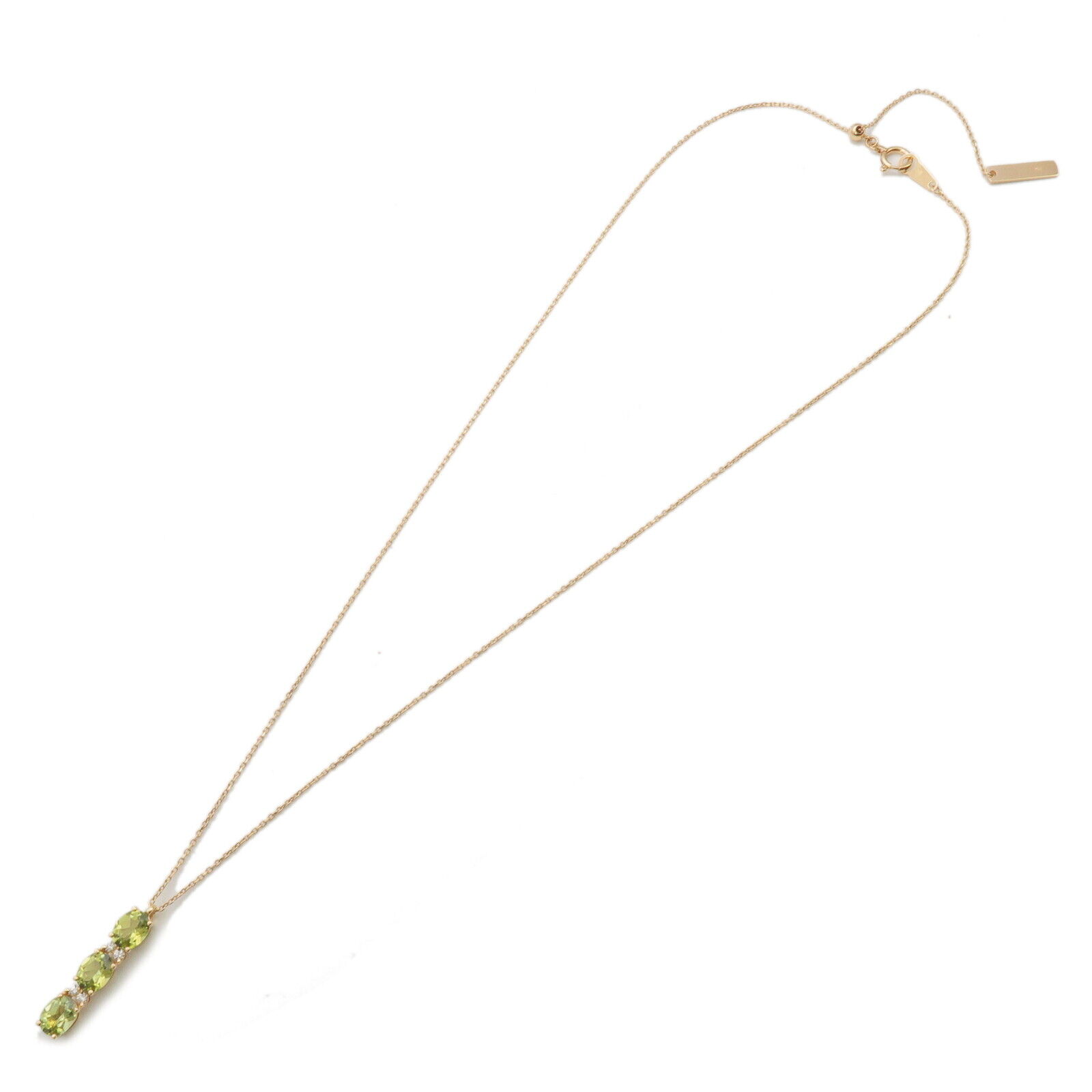 Authentic TASAKI Peridot Diamond Necklace 0.06ct K18YG 750 Yellow Gold Used F/S