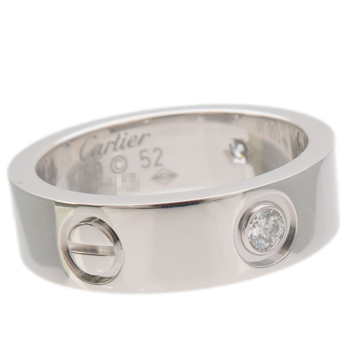 Authentic Cartier Love Ring Half Diamond K18WG 750WG White Gold