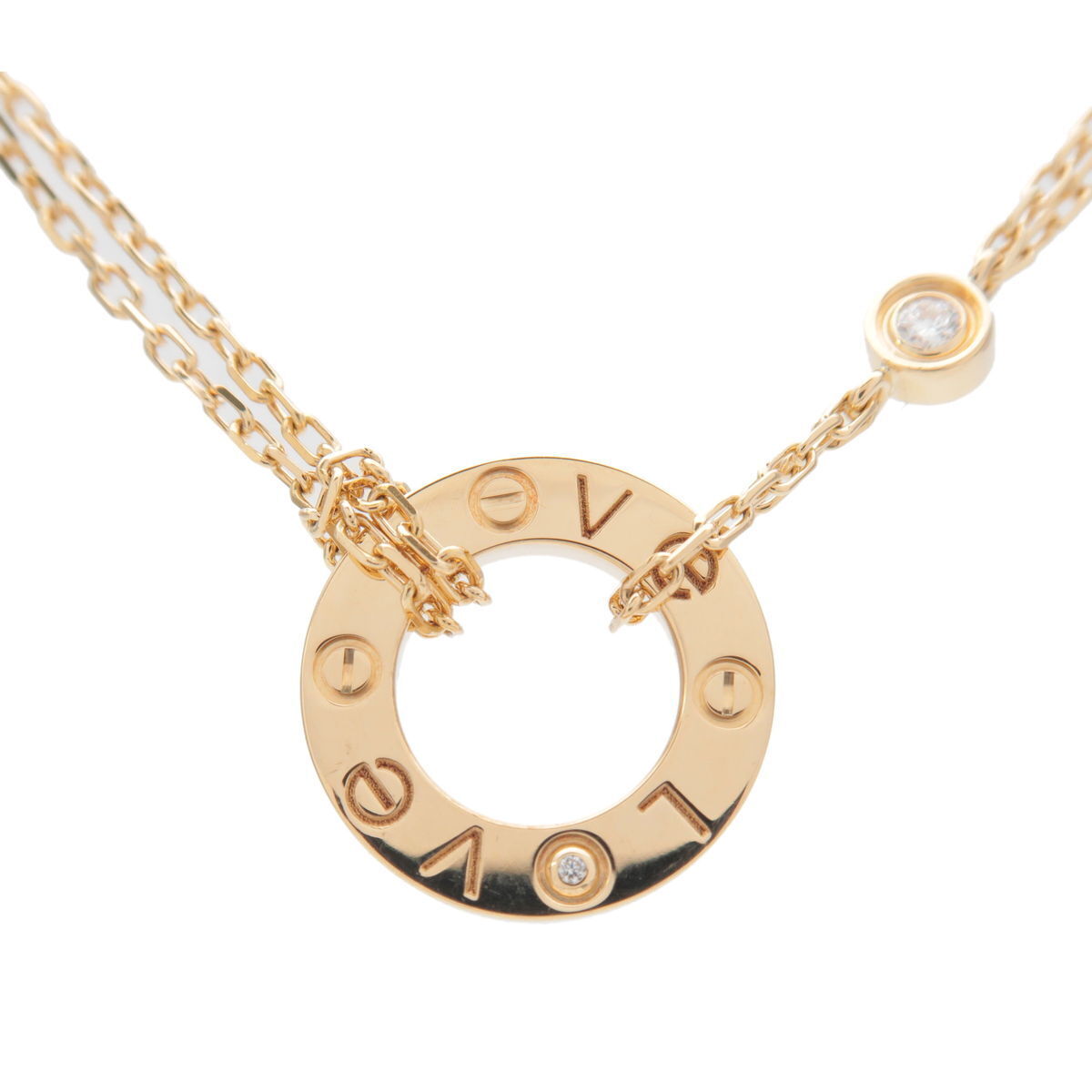 Authentic Cartier Love Circle Necklace 2P Diamond