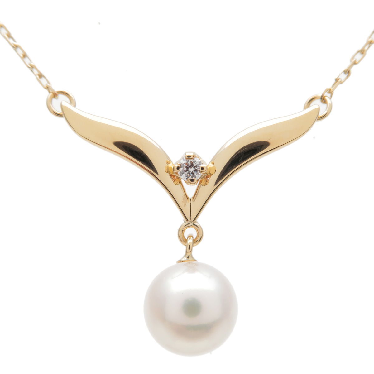 Authentic MIKIMOTO Pearl 7.4 mm Diamond Necklace