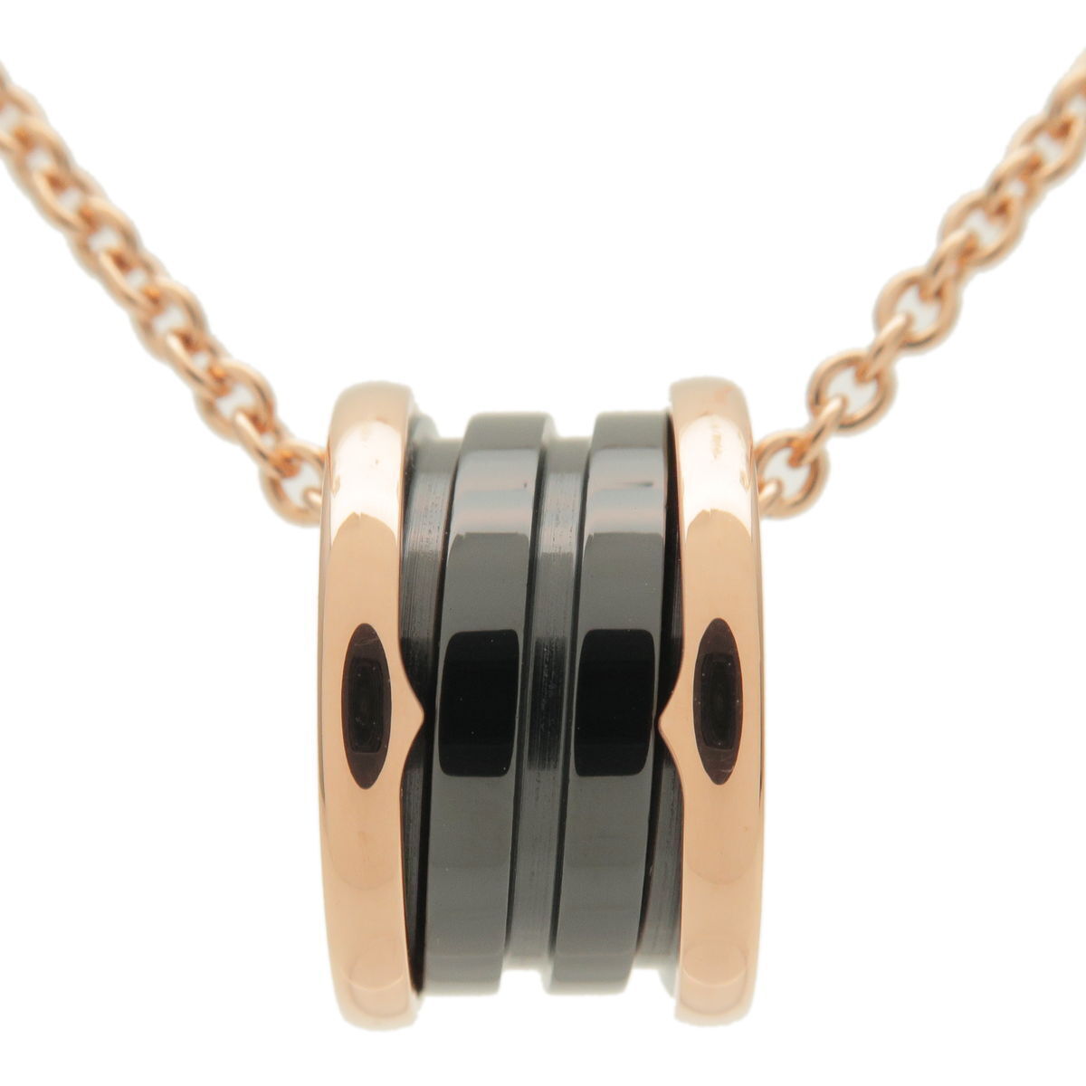 Authentic BVLGARI B-zero1 Necklace Black Ceramic K18PG 750 Rose Gold