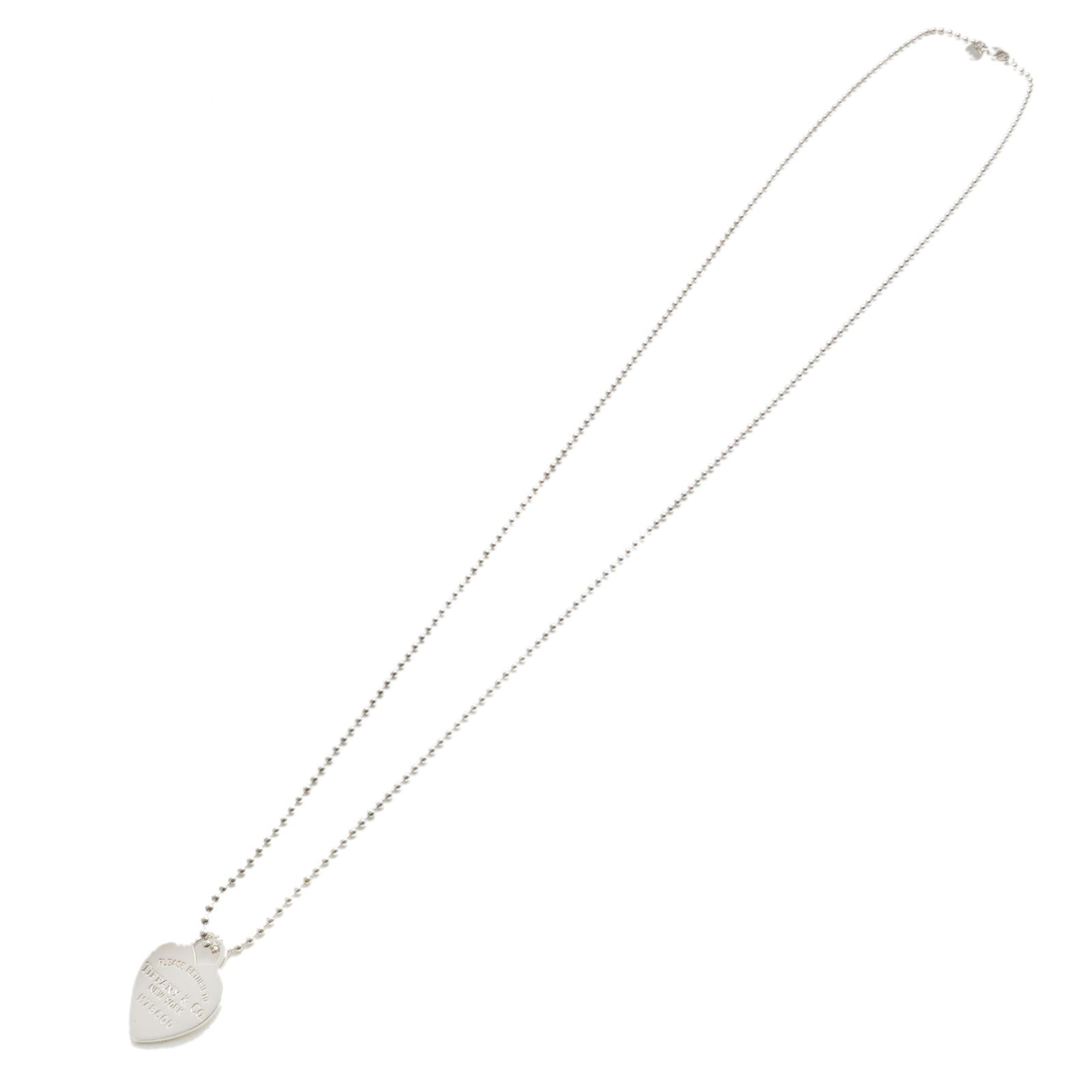 Authentic TiffanyCo. Tiffany Heart Tag Necklace Silver 925 Used F/S