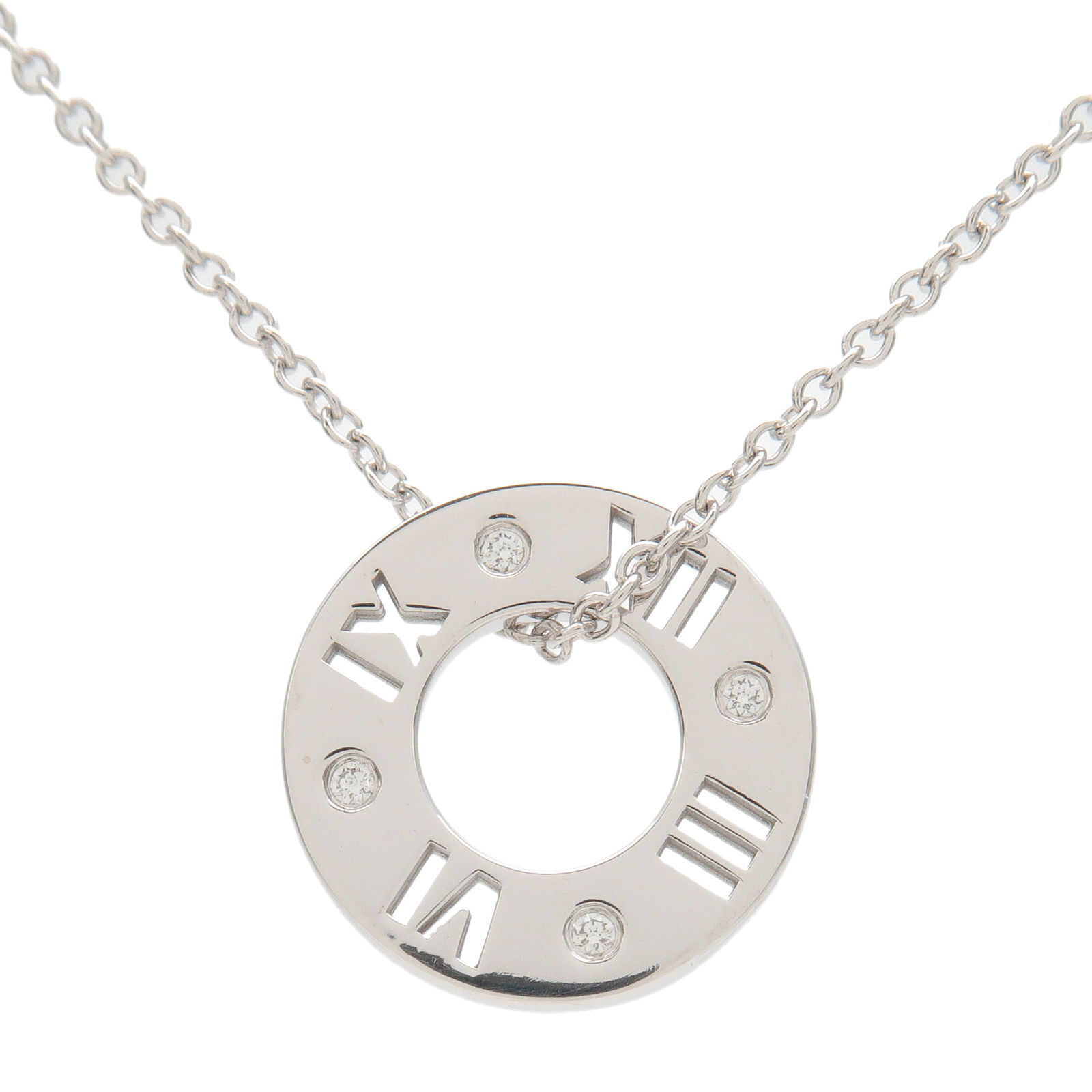Authentic Tiffany  Co. Pierced Atlas 4P Diamond Necklace