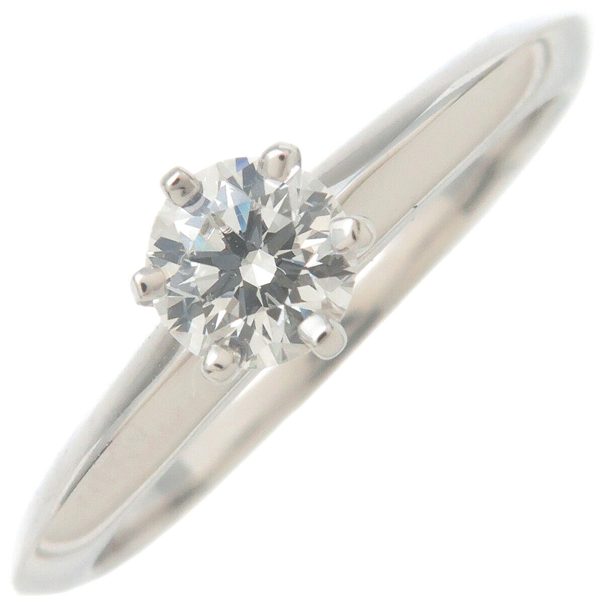 Auth TiffanyCo. Solitaire Diamond Ring 0.31ct Platinum US5.5 EU50.5 Used F/S