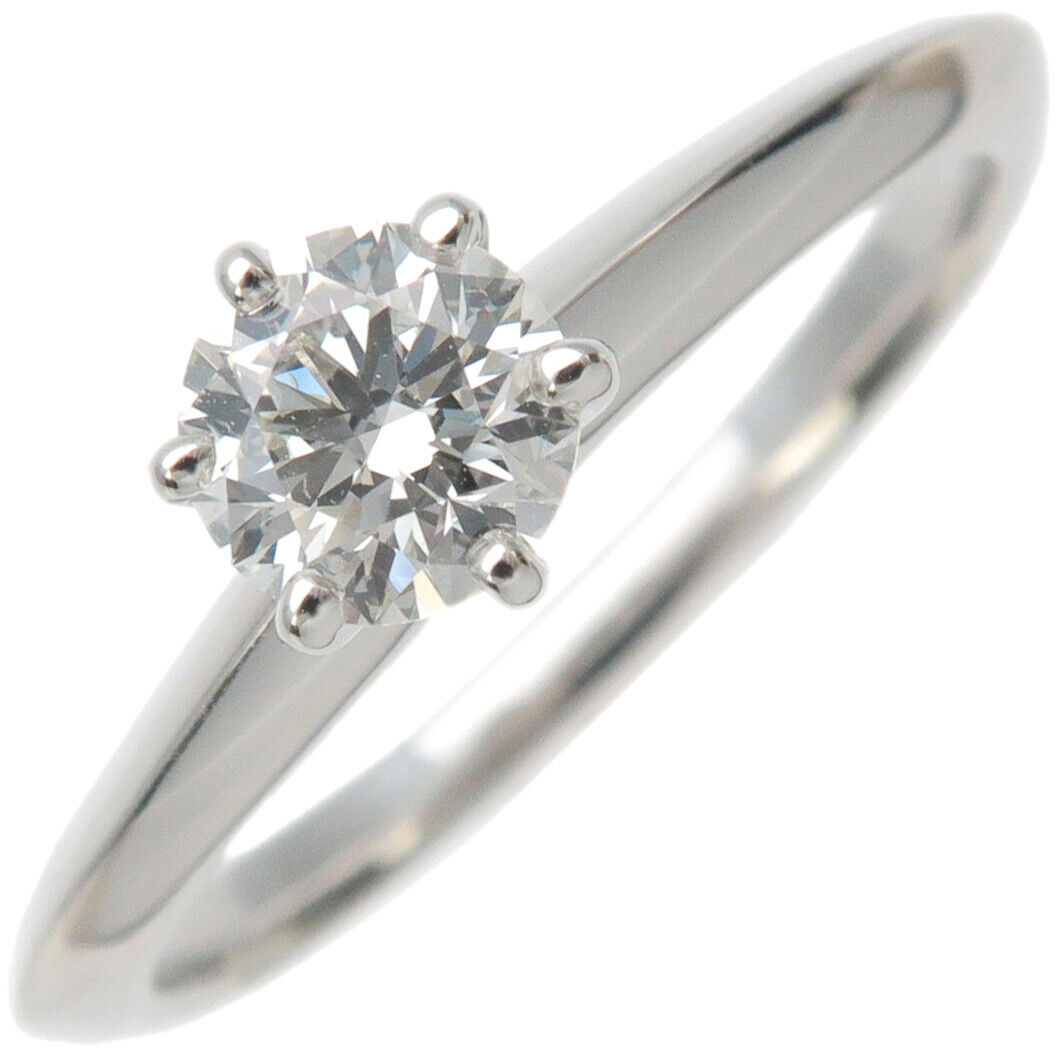 Auth TiffanyCo. Solitaire Diamond Ring 0.39ct Platinum US5.5 EU50.5 Used F/S
