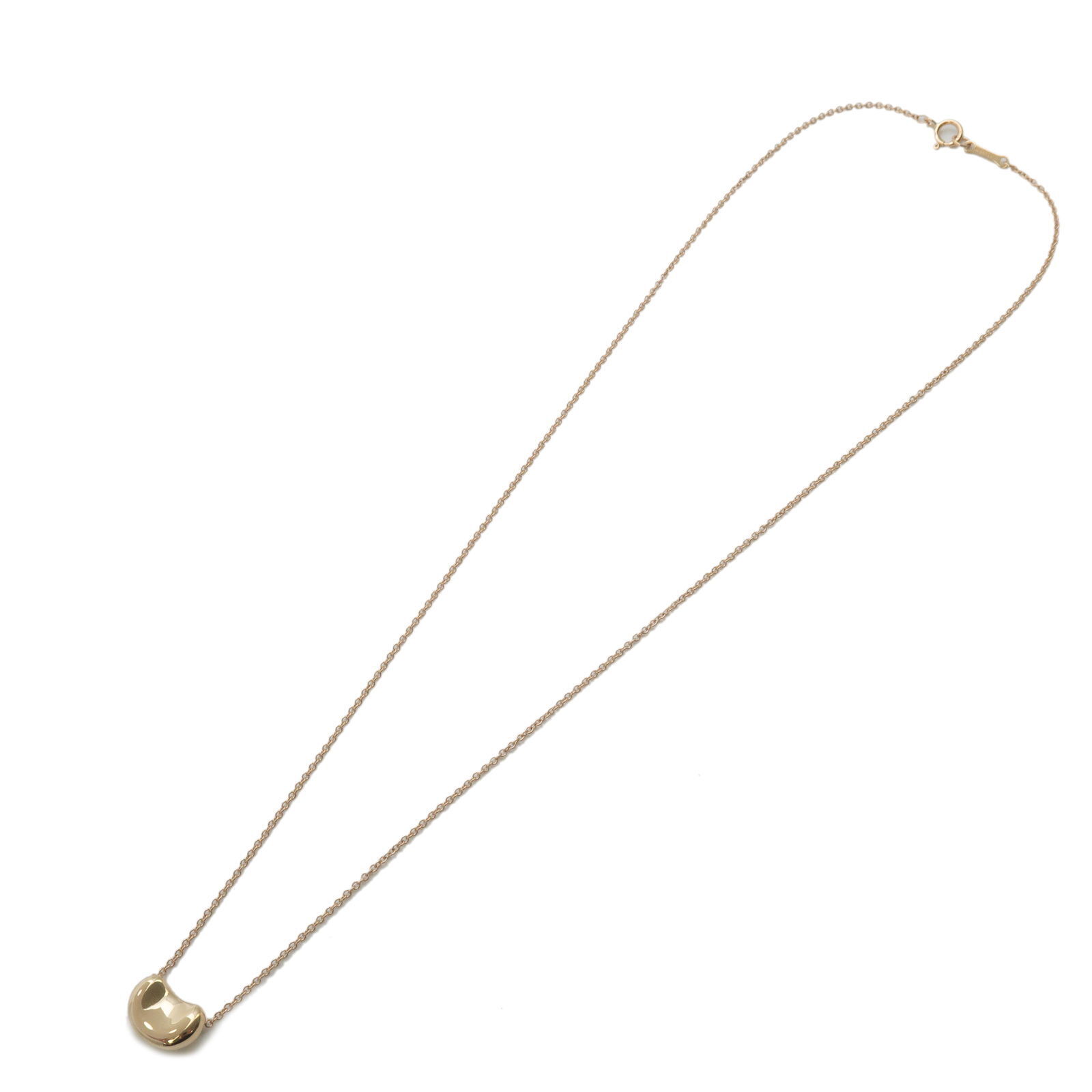 Authentic TiffanyCo. Mini Bean Necklace K18YG 750YG Yellow Gold Used F/S