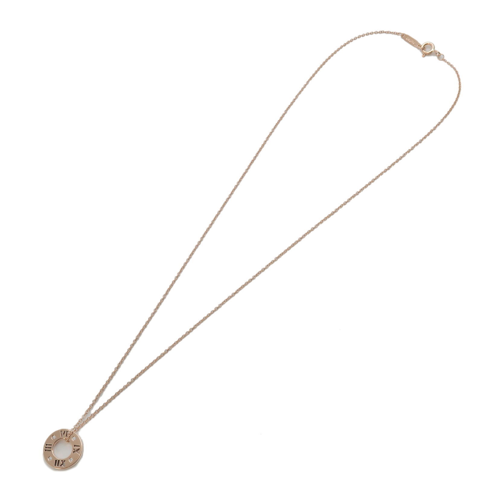 Authentic TiffanyCo. Pierced Atlas 4P Diamond Necklace 750PG Rose Gold Used F/S