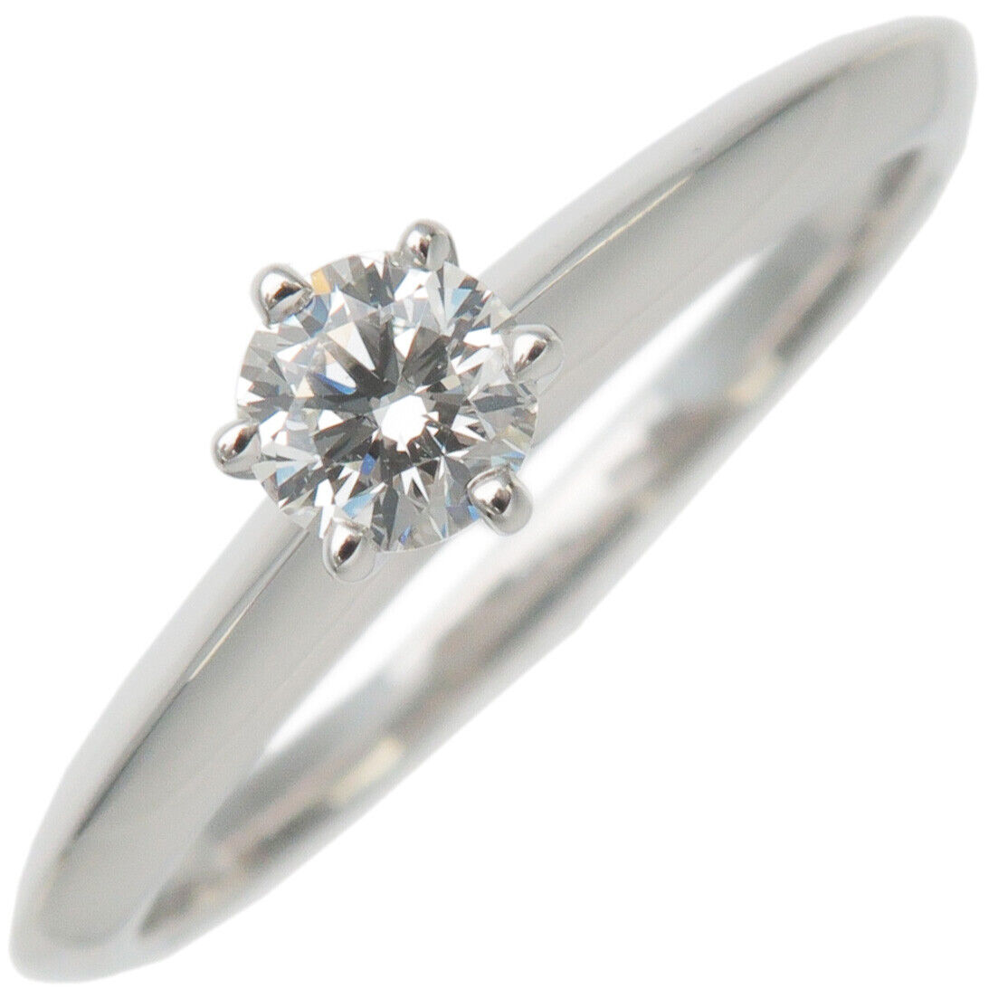 Authentic TiffanyCo. Solitaire Diamond Ring 0.22ct Platinum US7 EU54.5 Used F/S
