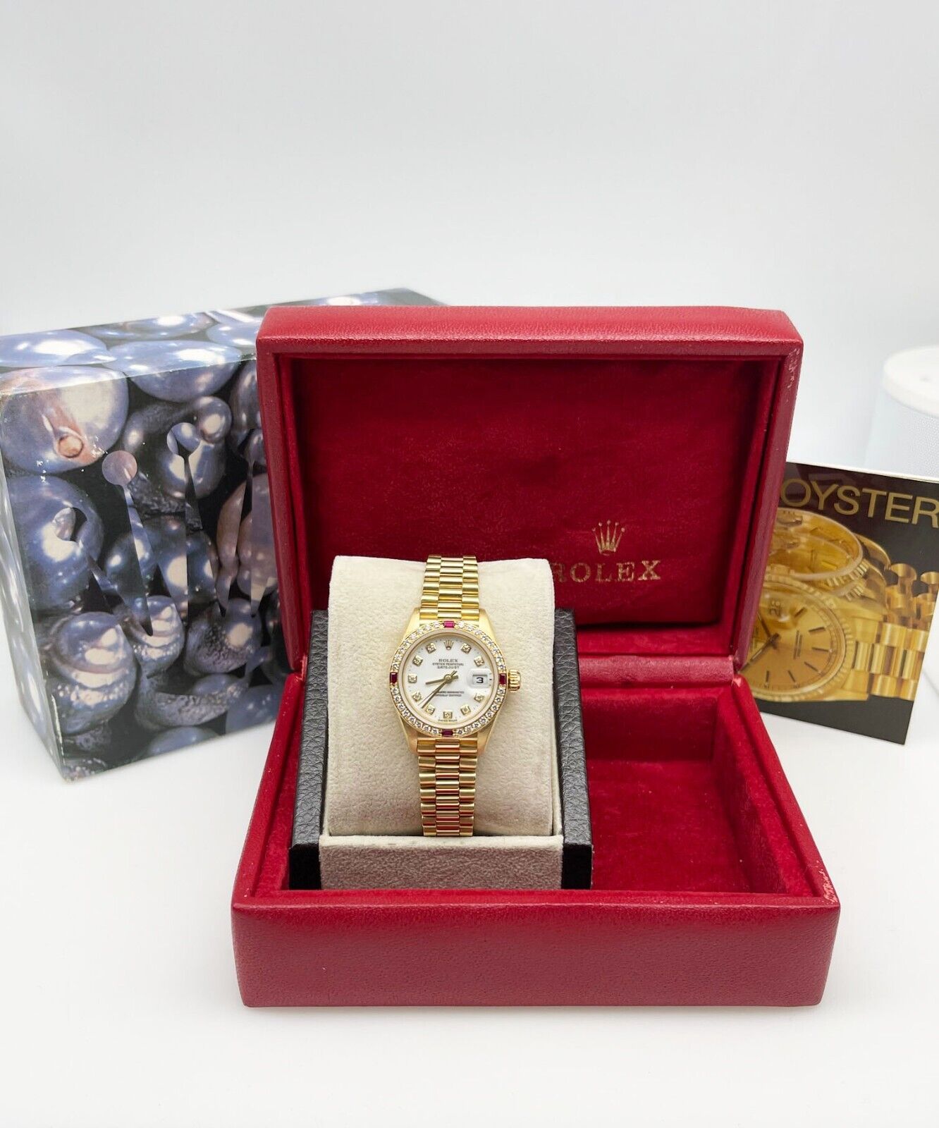 Rolex Ladies President 79068 Factory White Diamond Dial Ruby 